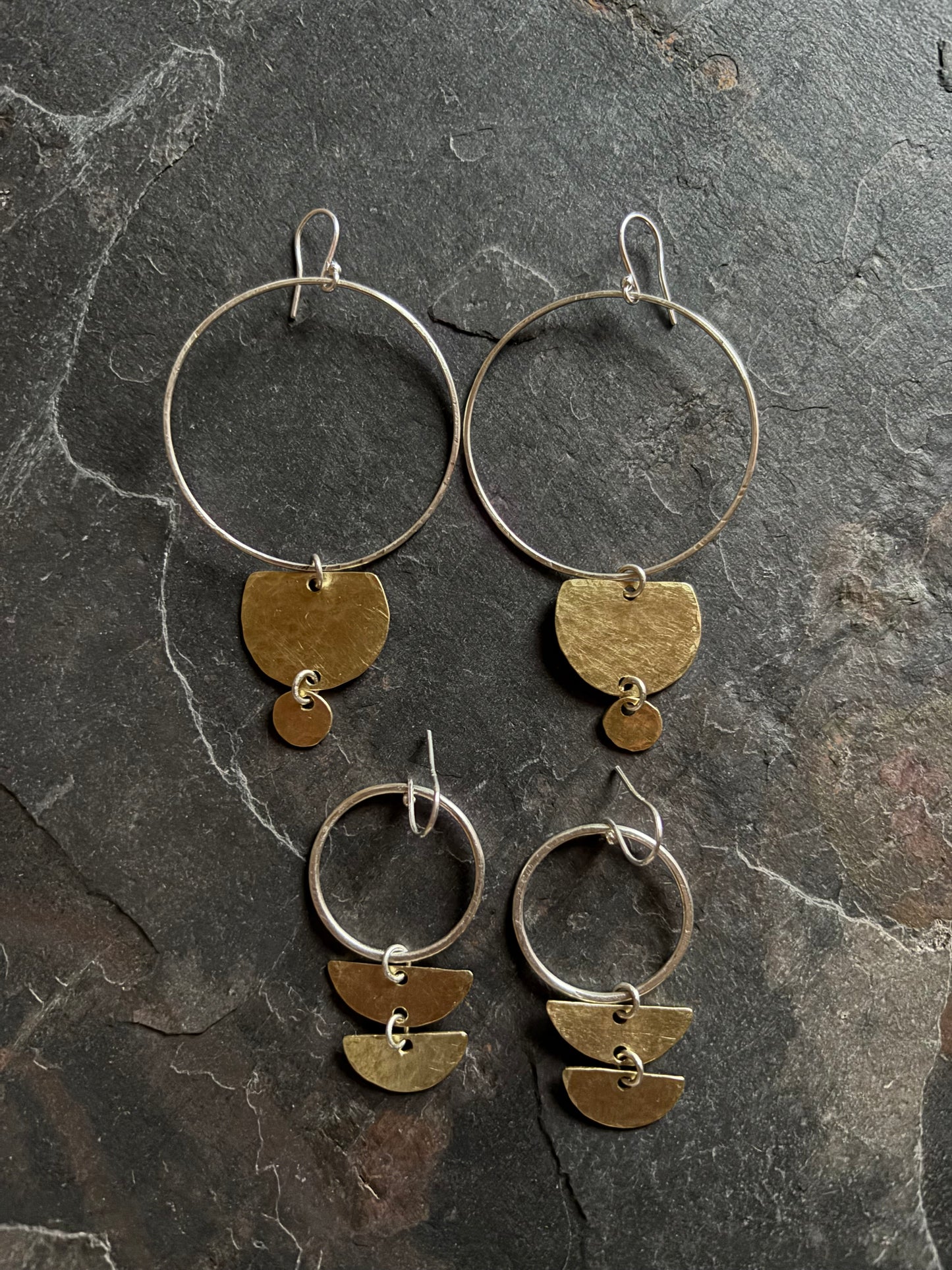 Silver and Brass Large Tribal Earrings