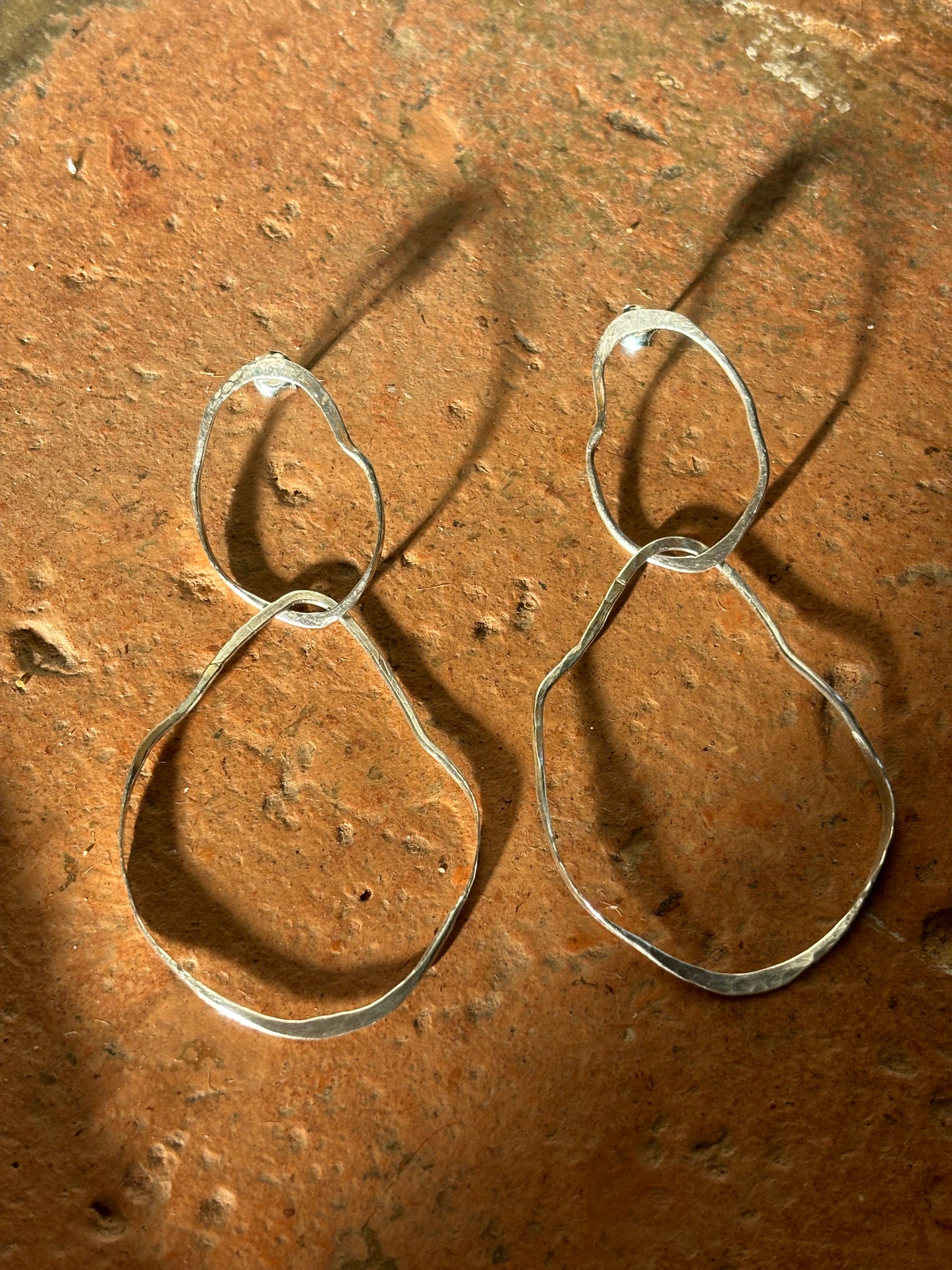 Sterling Silver Irregular Drop Stud Earrings