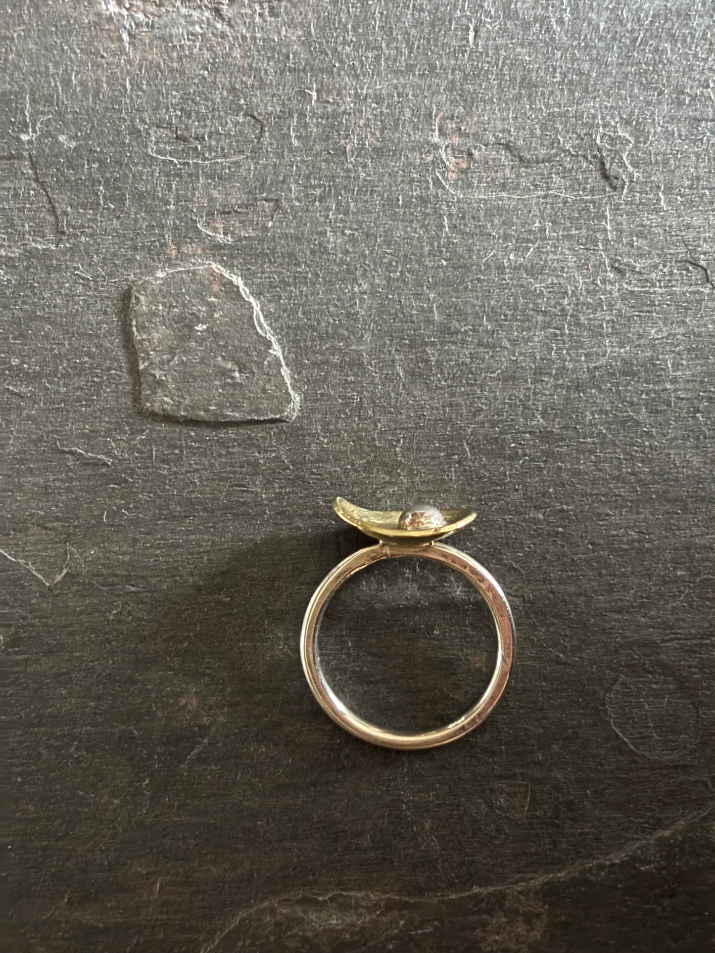 Peace Lilly Brass and Silver Ring