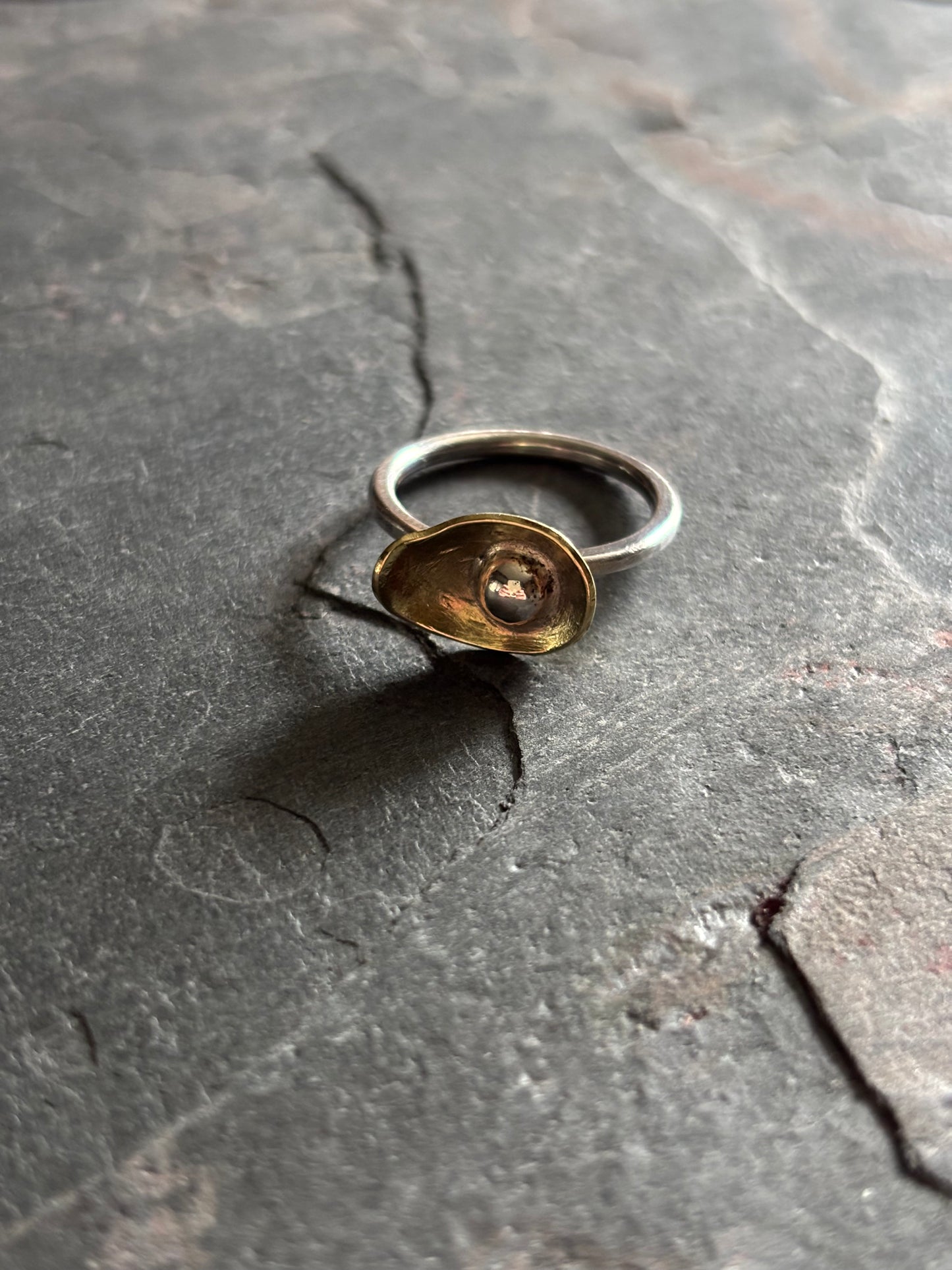 Peace Lilly Brass and Silver Ring