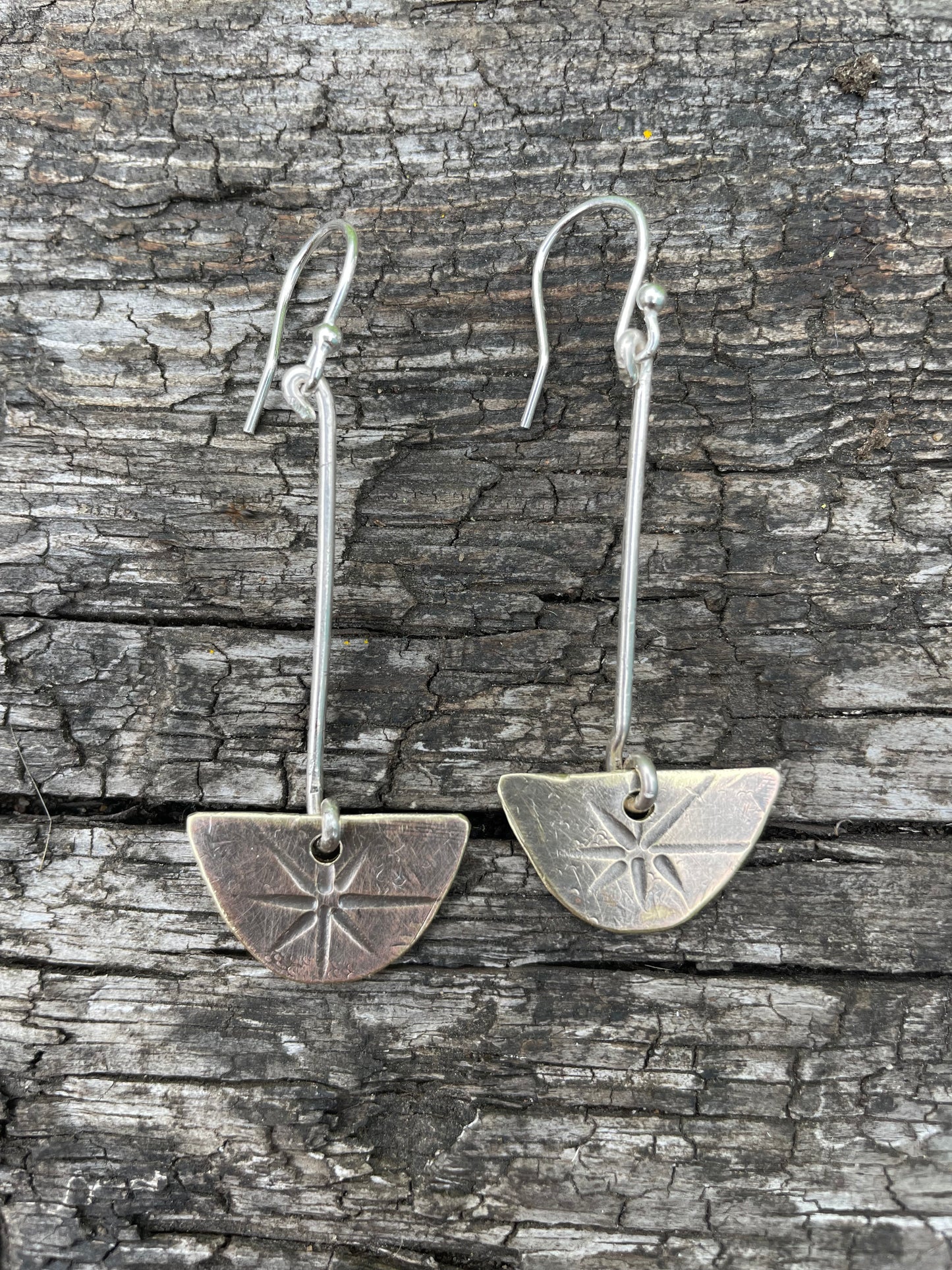 Sterling Silver Star Burst Half Moon Earrings