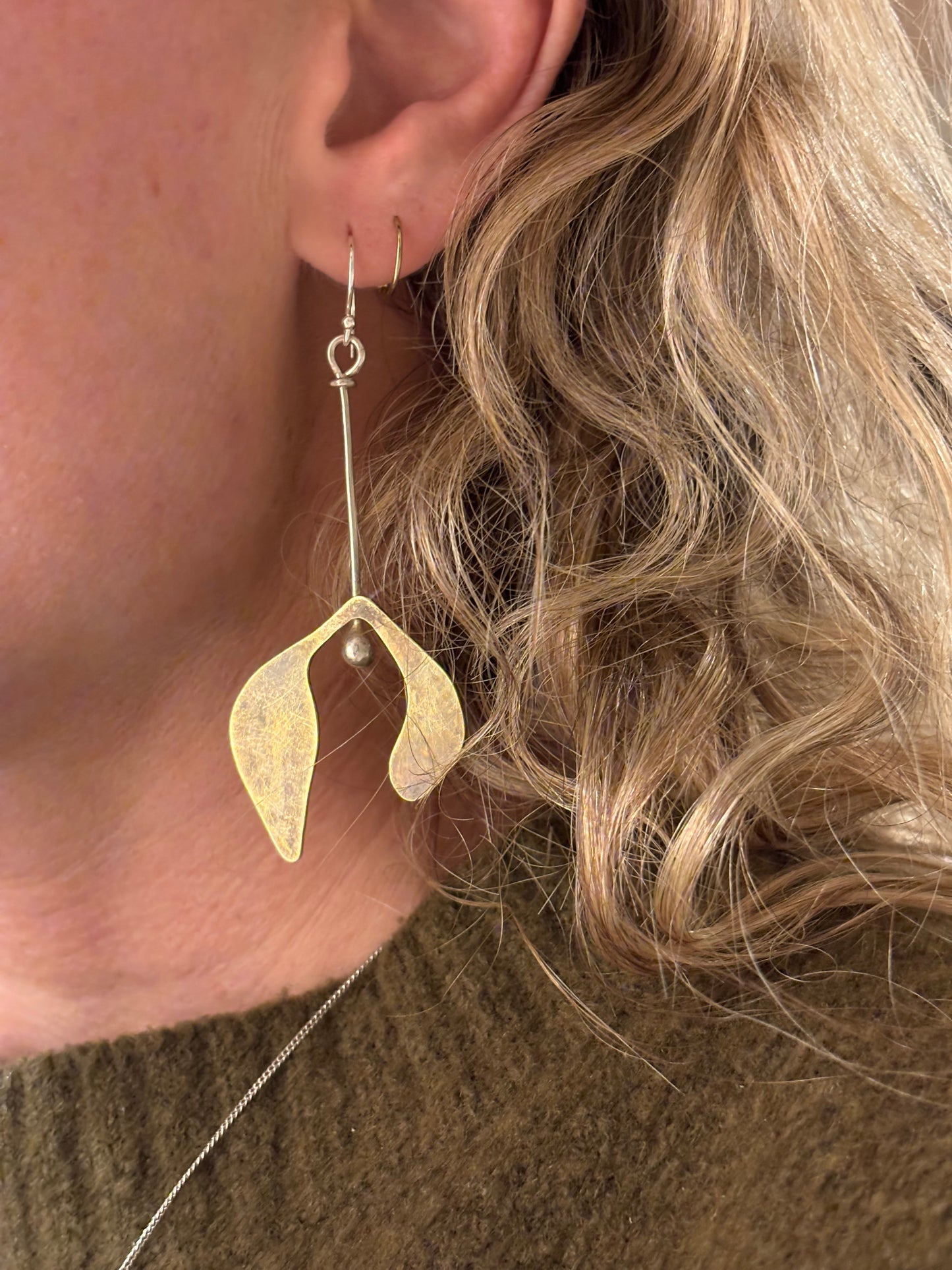 Mistletoe Brass & Sterling Silver Earrings
