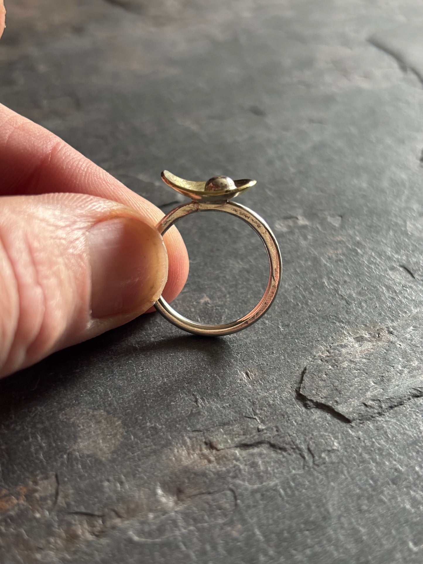 Peace Lilly Brass and Silver Ring