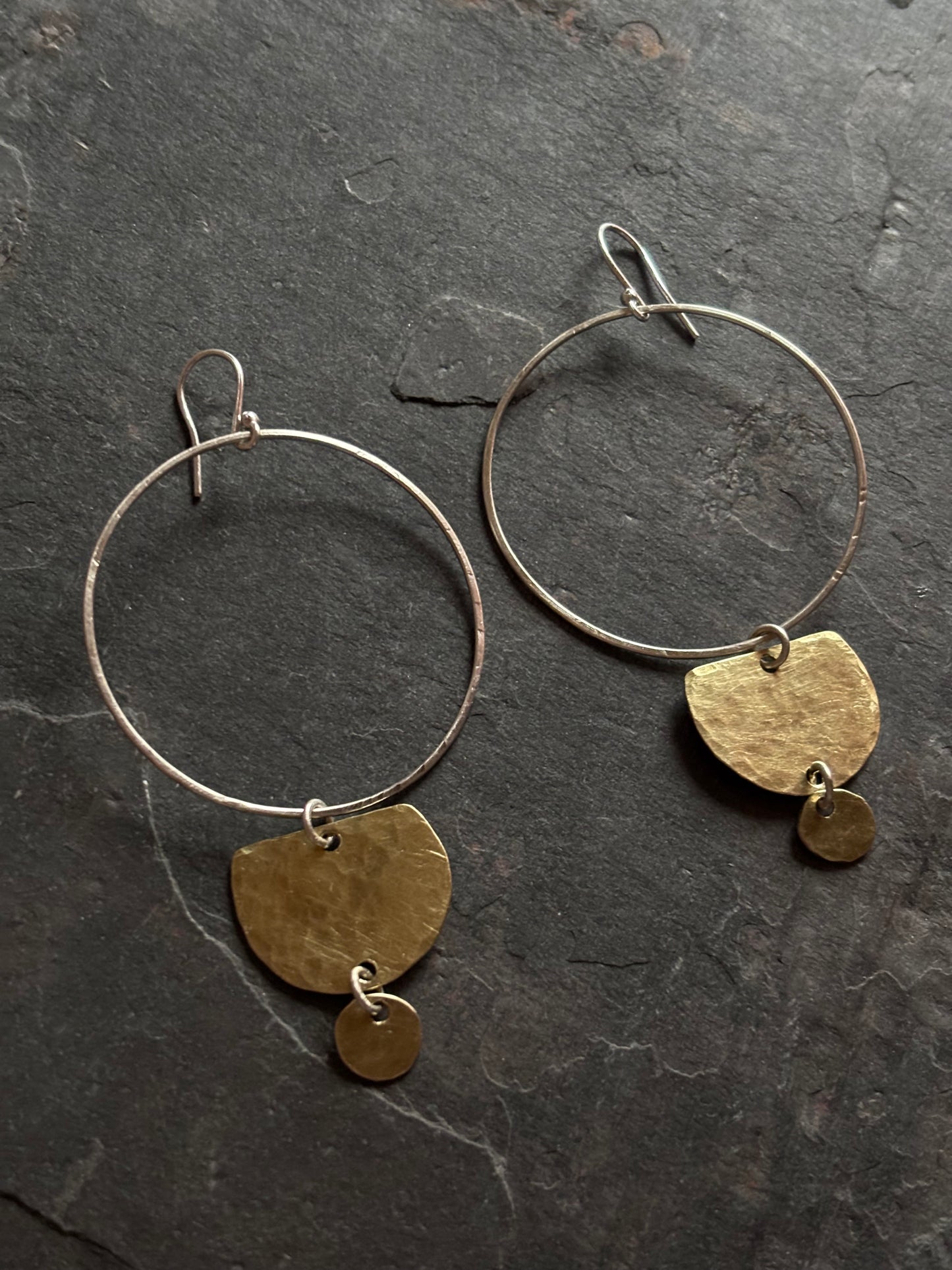 Silver and Brass Large Tribal Earrings