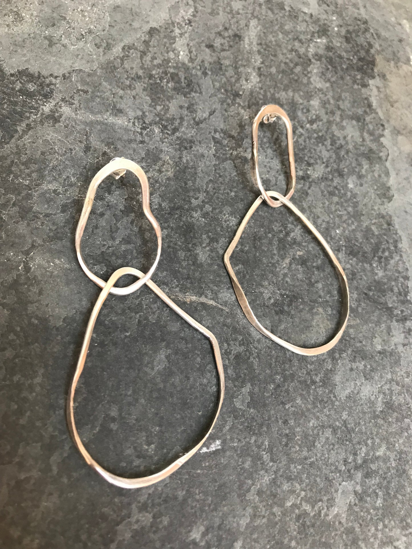 Sterling Silver Irregular Drop Stud Earrings