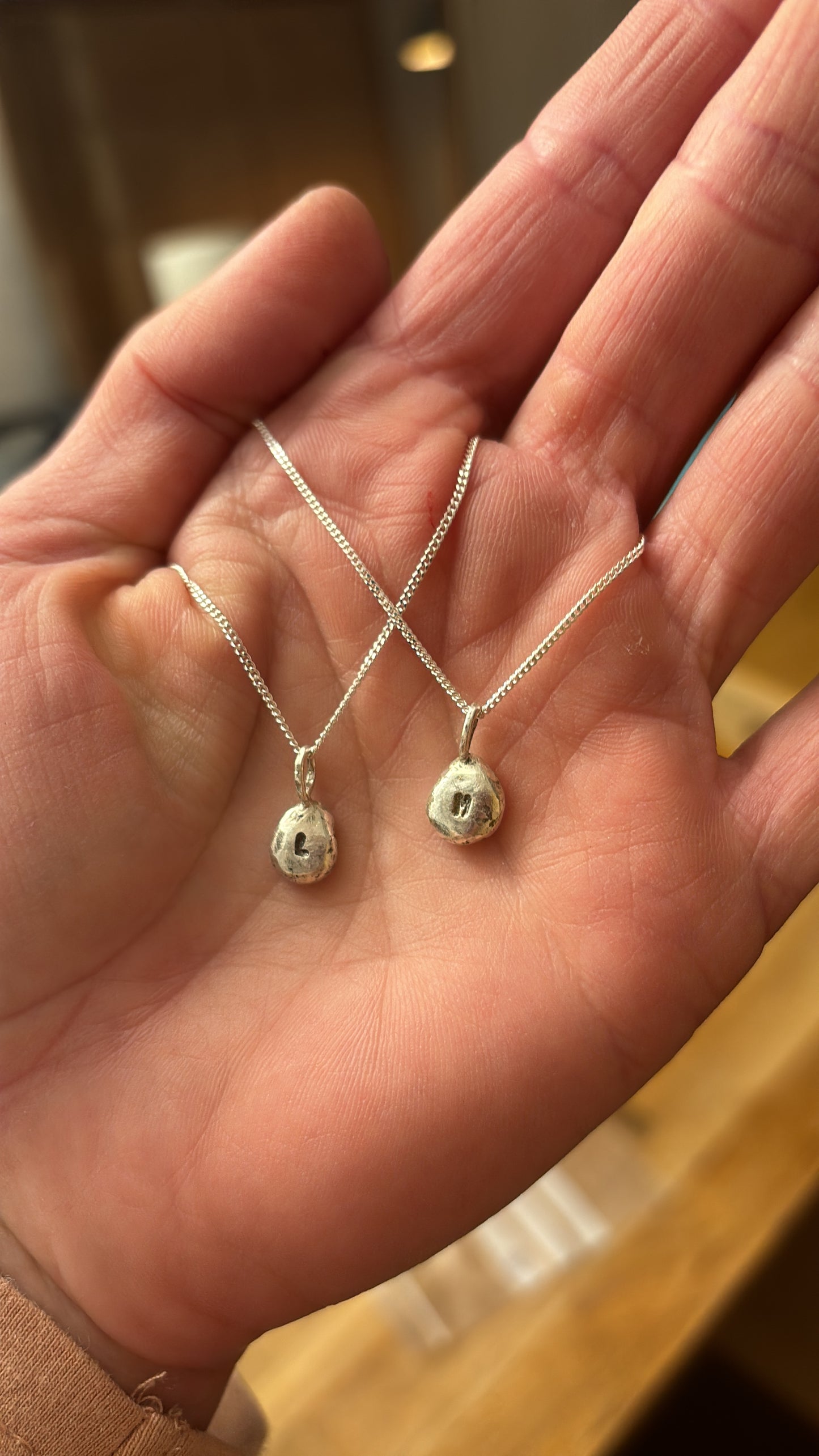 Sterling Silver or Brass Personalised Pebble Necklace