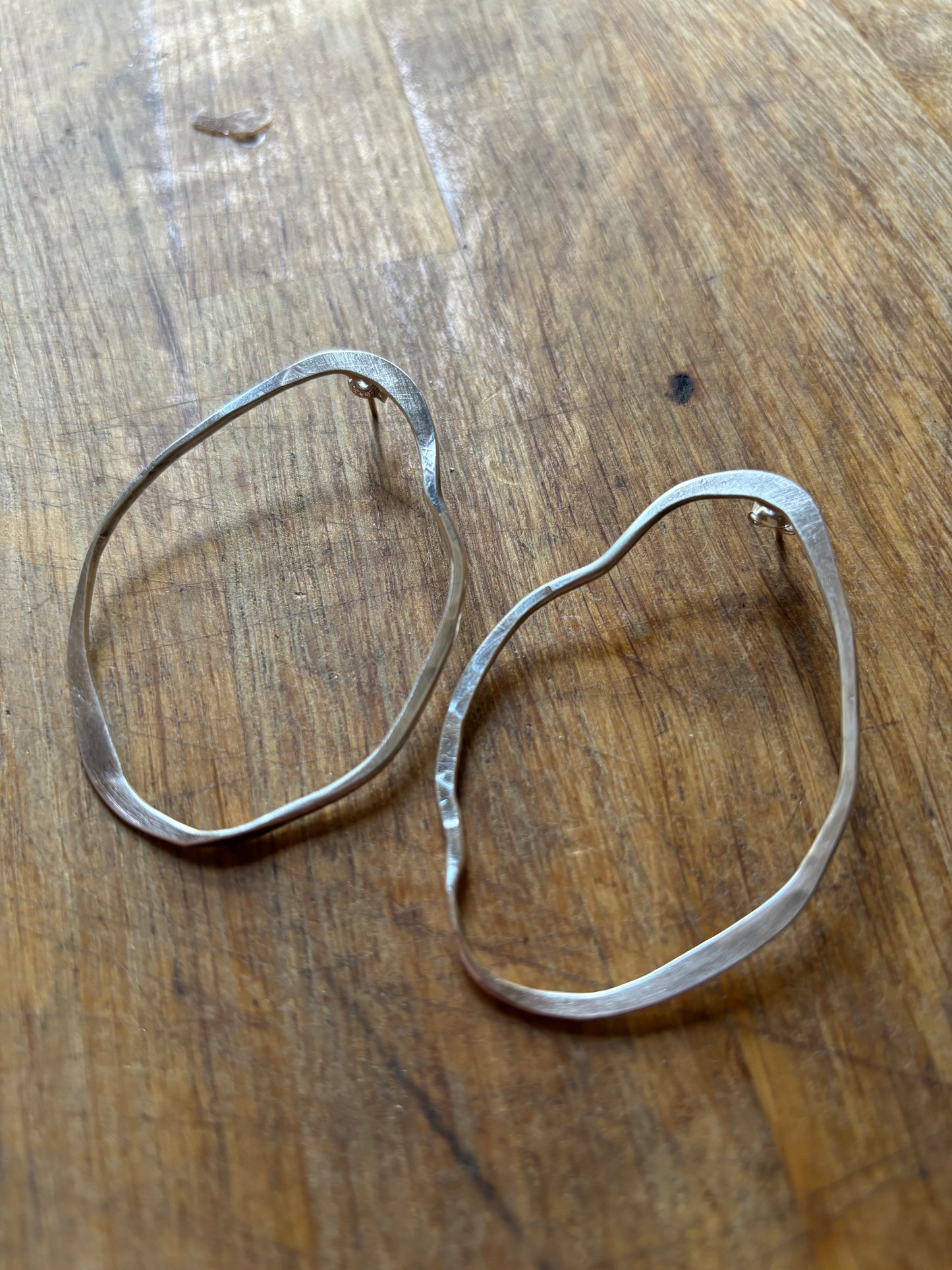 Sterling Silver Irregular Oval Hoop Studs