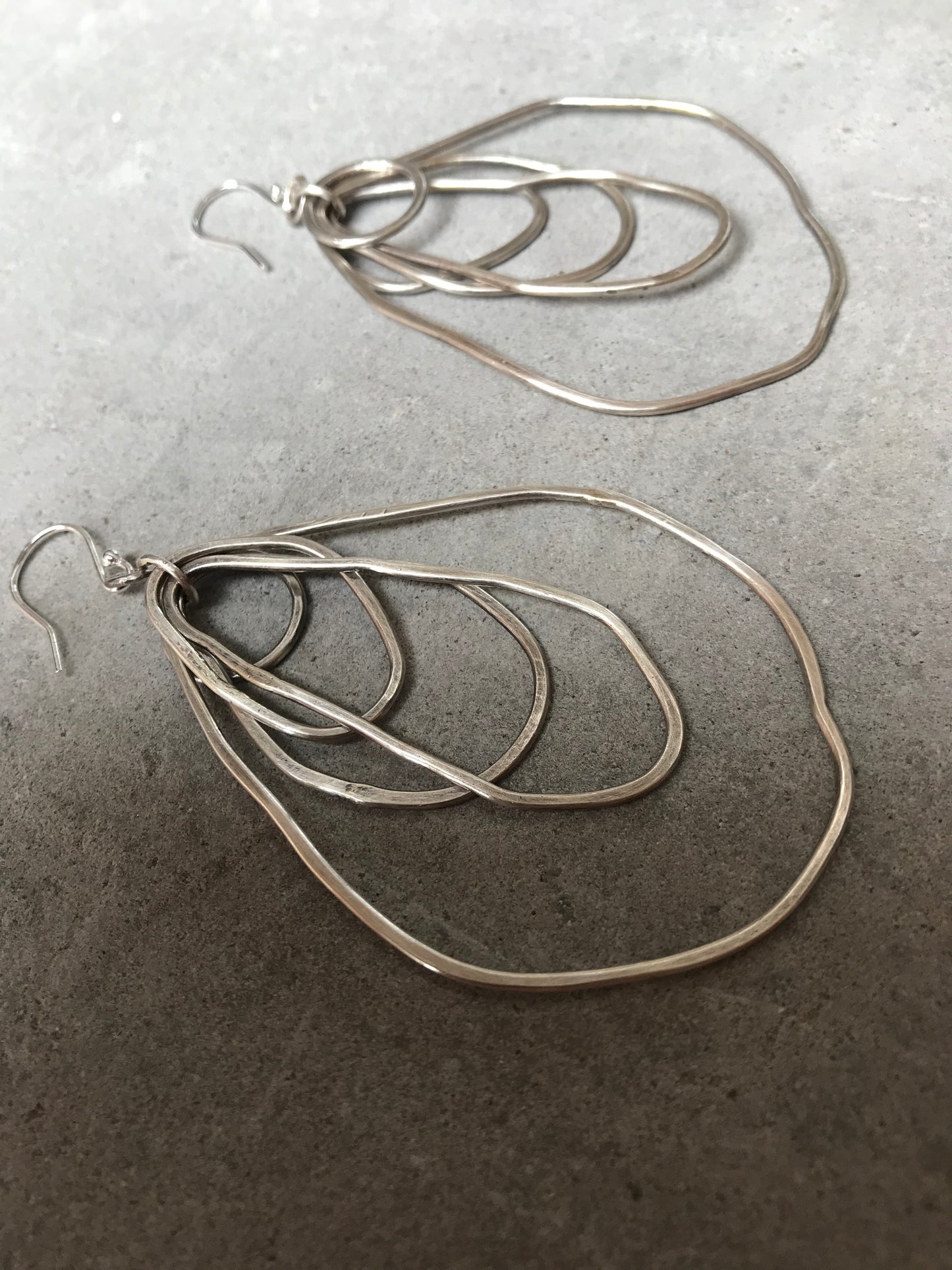 Sterling Silver Irregular Ovals Statement Earrings