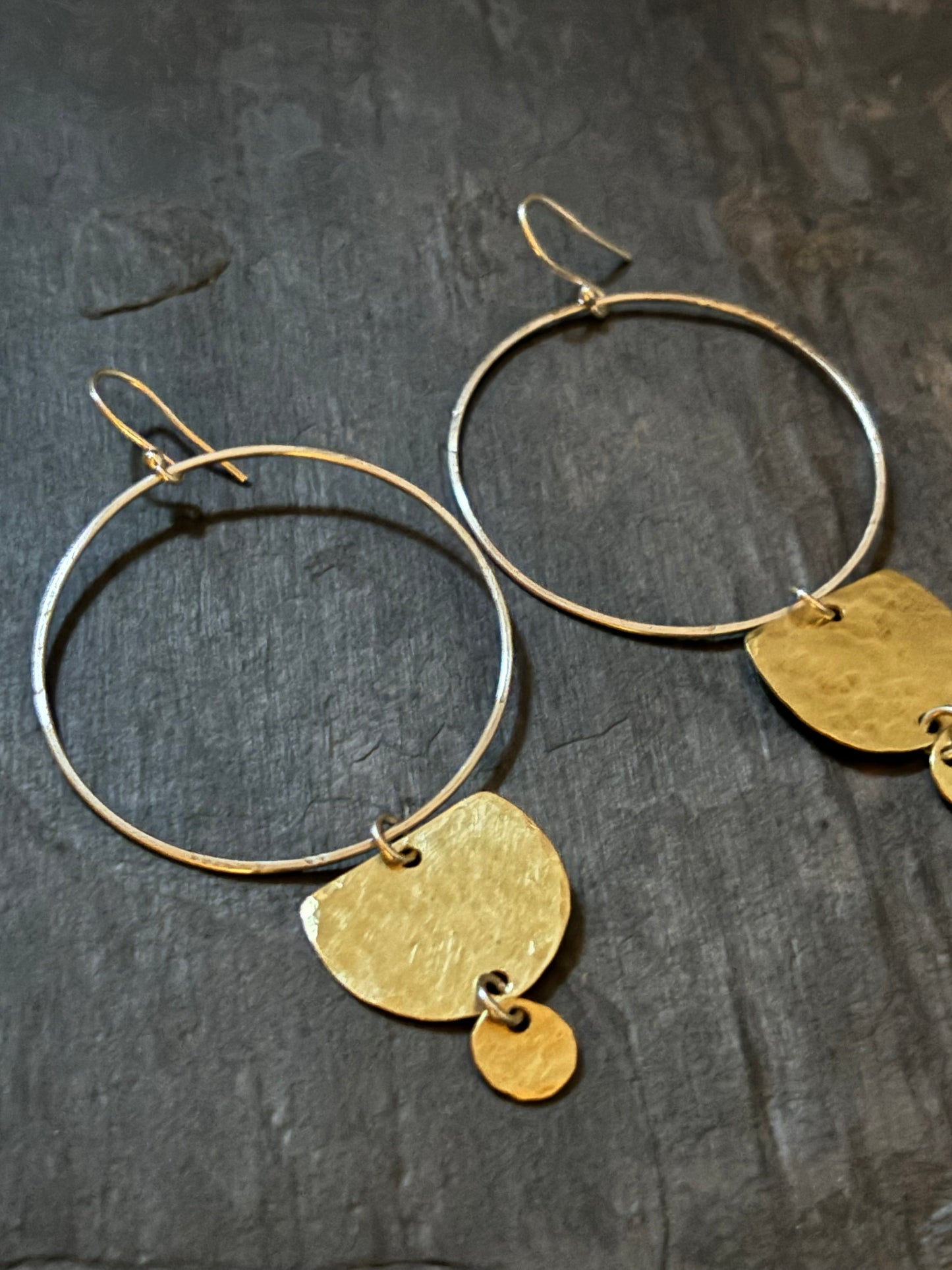 Silver and Brass Large Tribal Earrings
