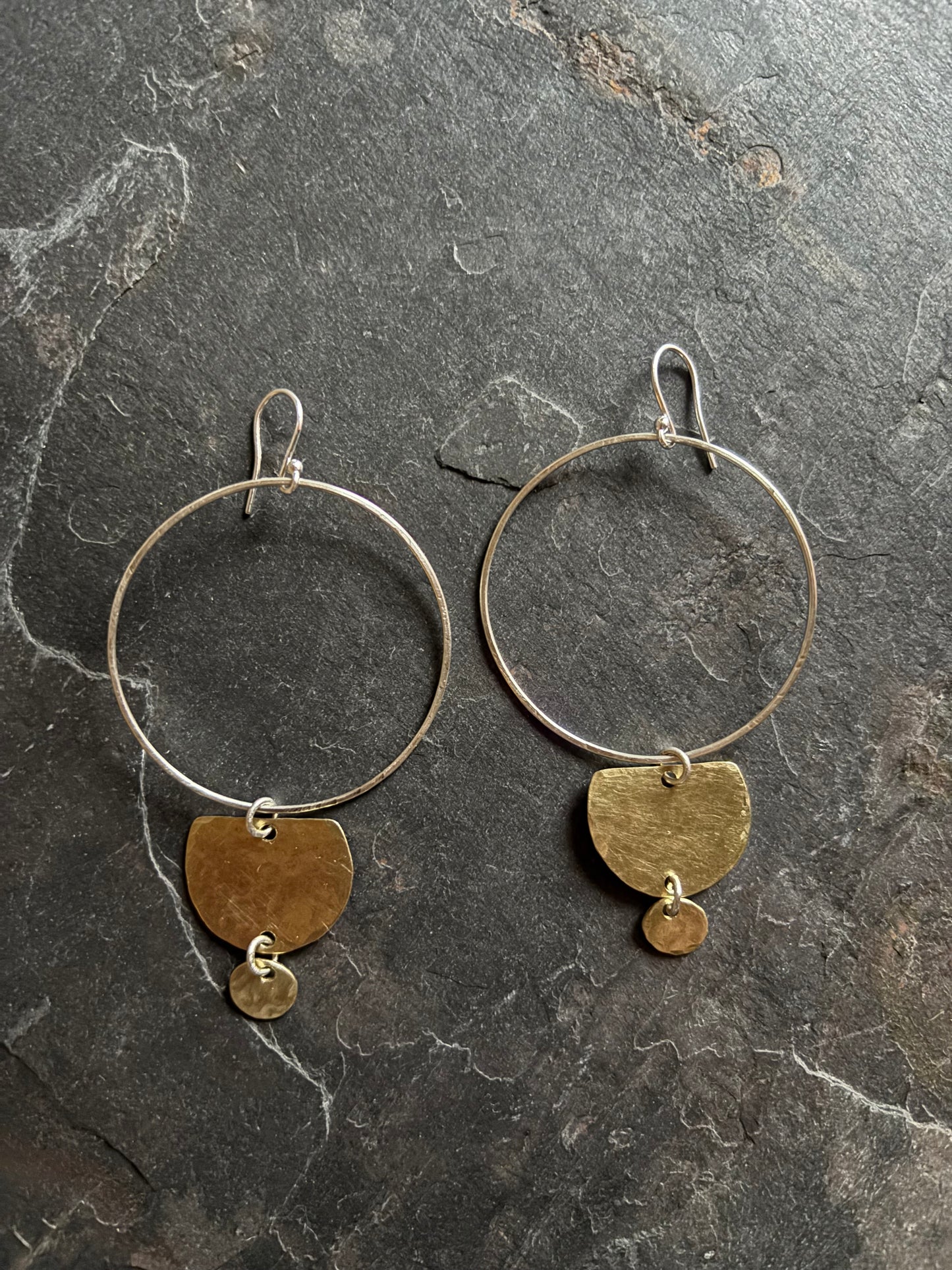 Silver and Brass Large Tribal Earrings