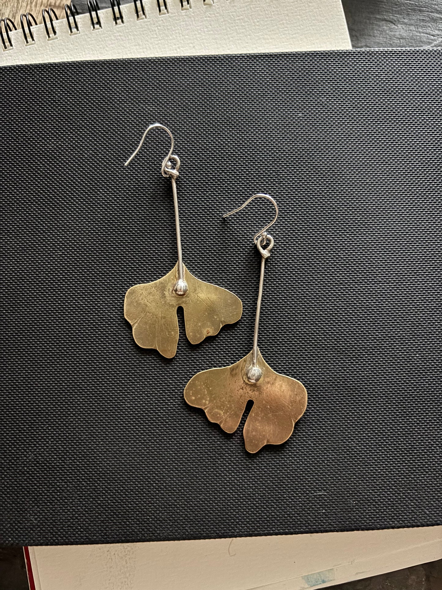 Ginkgo Brass & Silver Earrings