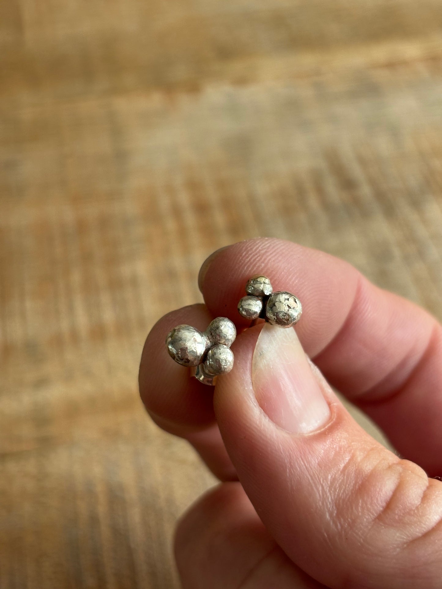 Sterling silver 3 Bobble Studs