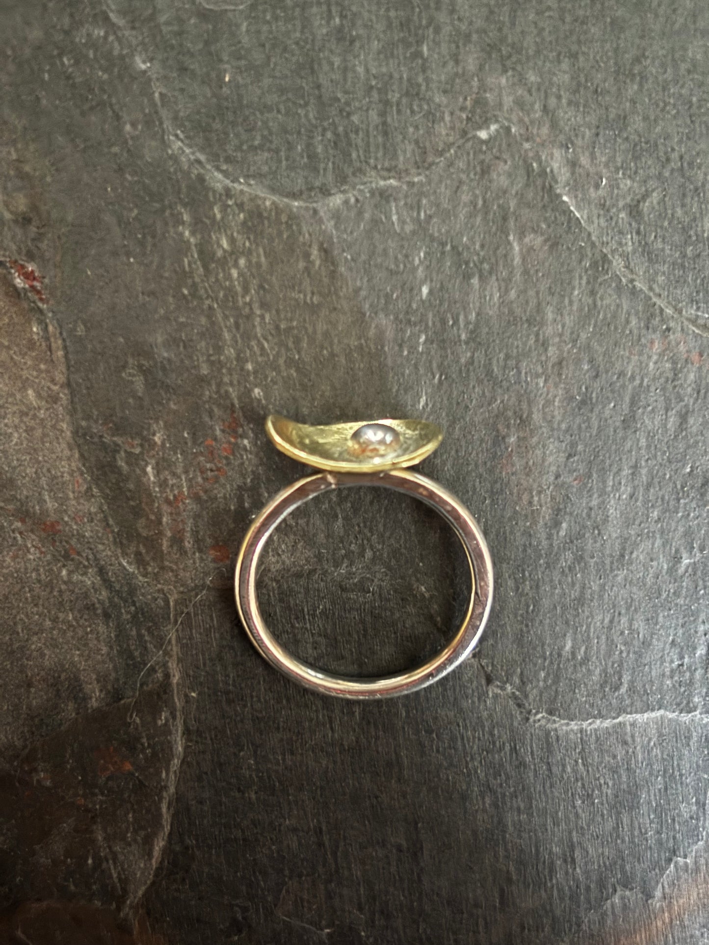 Peace Lilly Brass and Silver Ring