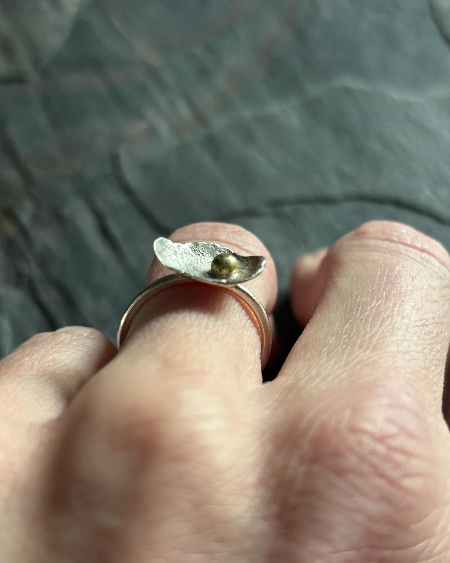 Peace Lilly Sterling Silver & Brass Ring