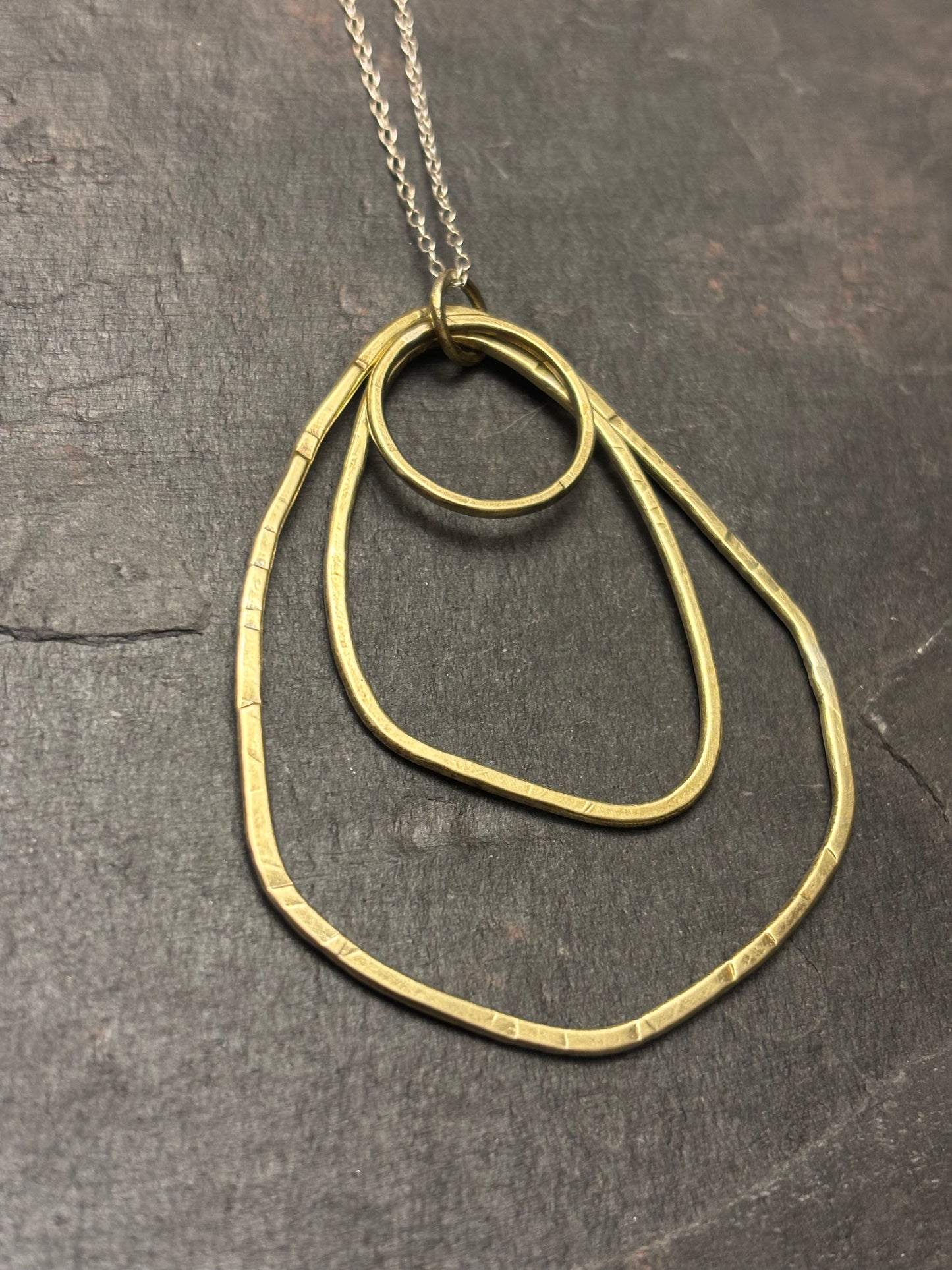 Brass Triple Irregular Oval Pendant