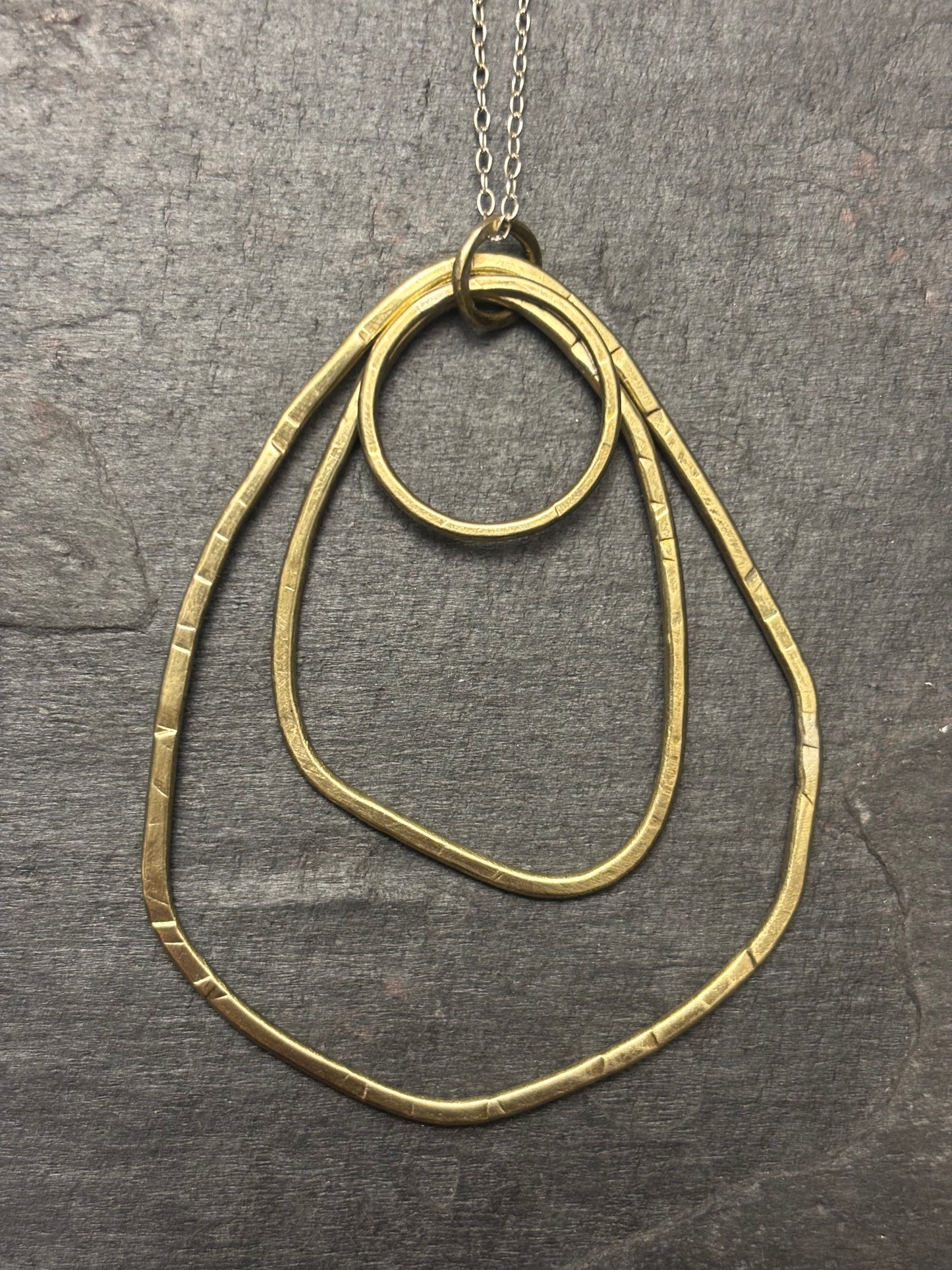 Brass Triple Irregular Oval Pendant