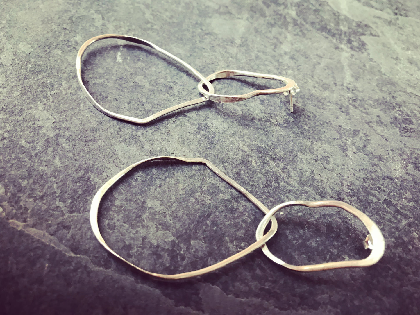 Sterling Silver Irregular Drop Stud Earrings