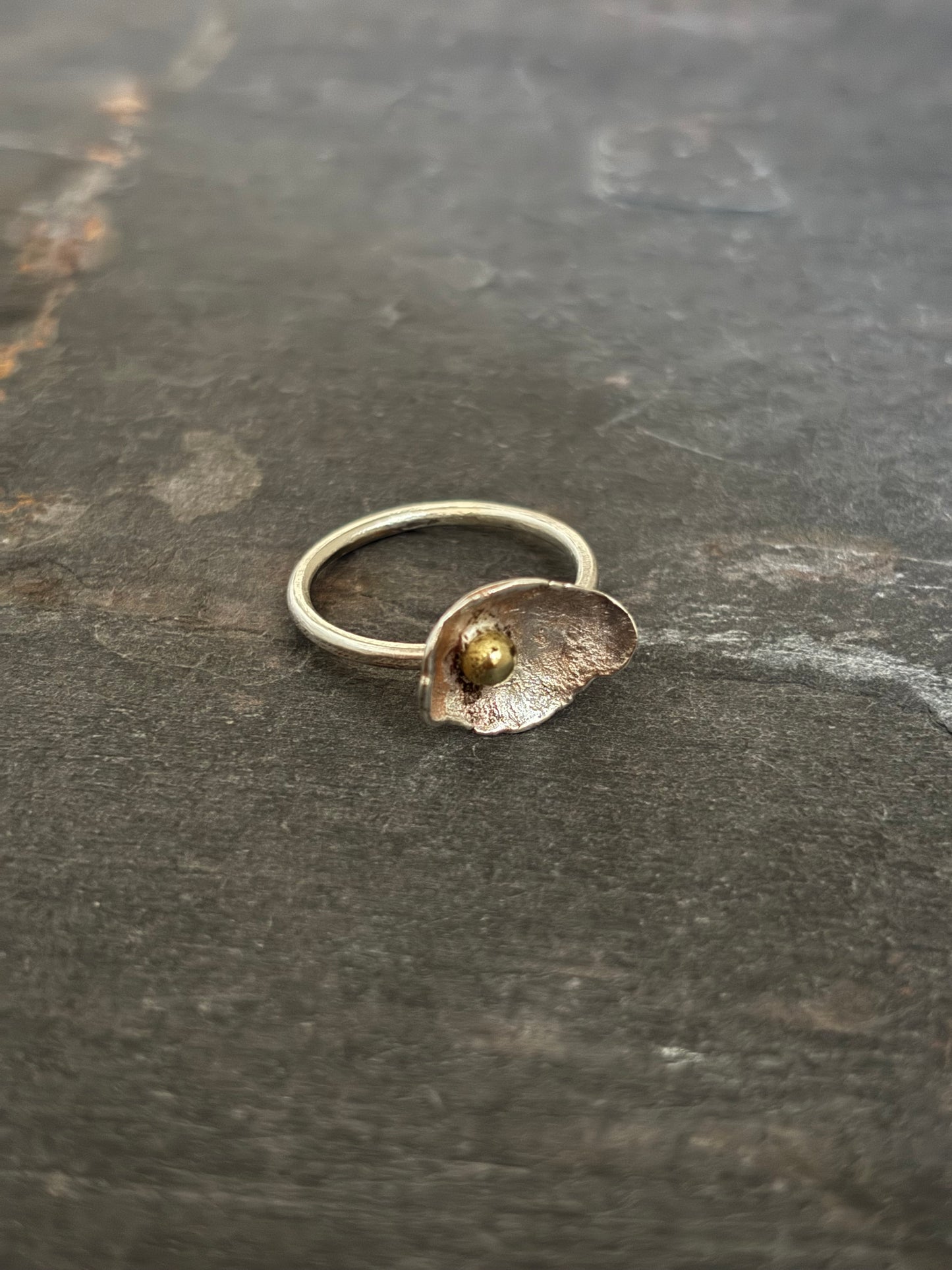 Peace Lilly Sterling Silver & Brass Ring