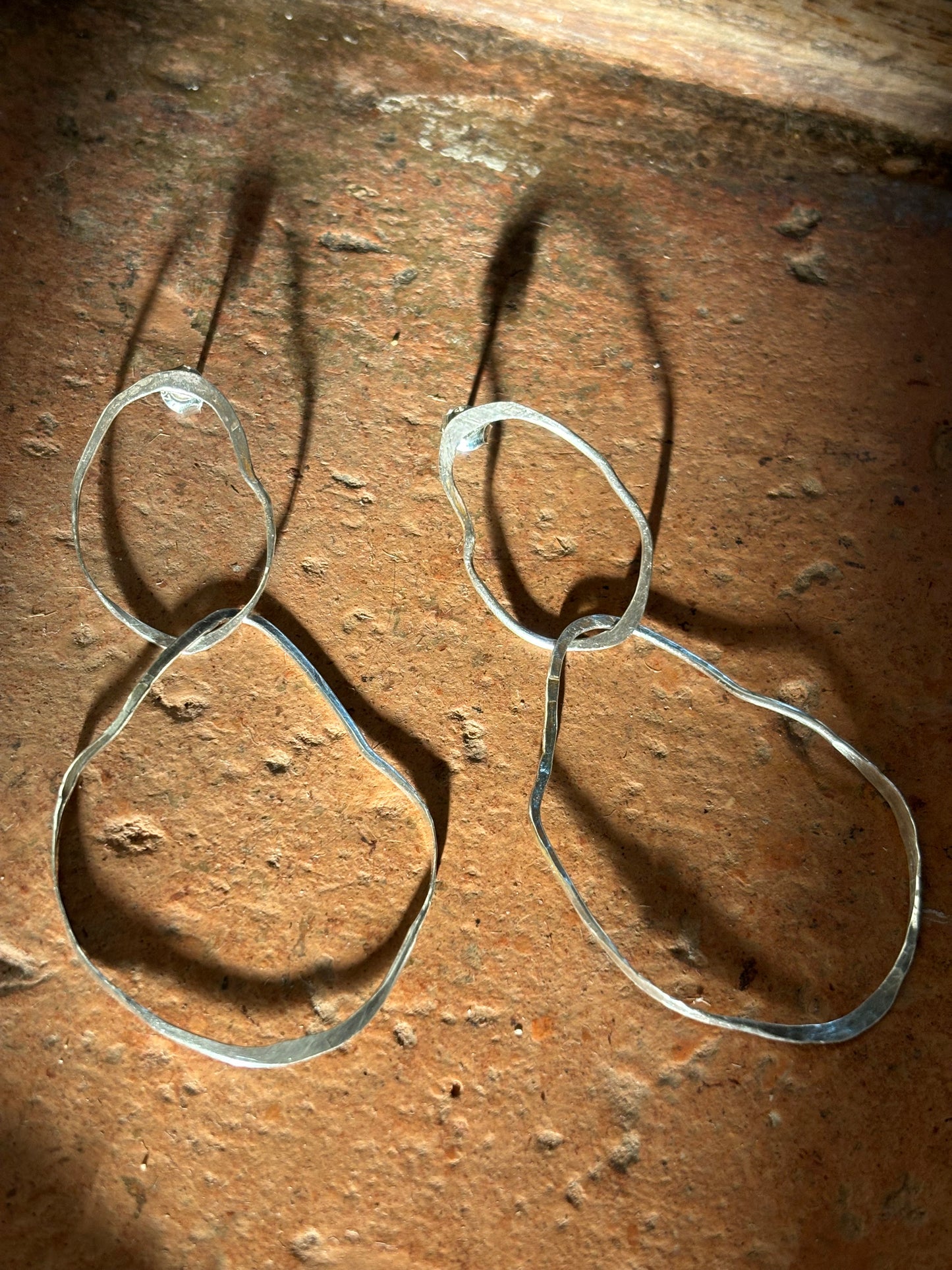 Sterling Silver Irregular Drop Stud Earrings
