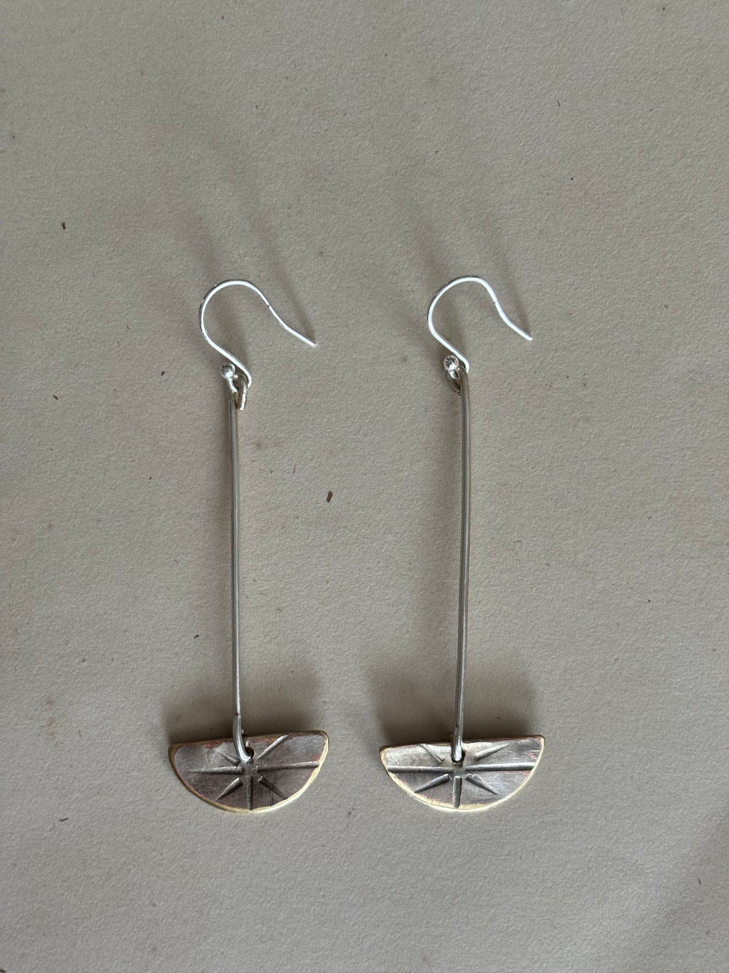 Sterling Silver Star Burst Half Moon Earrings