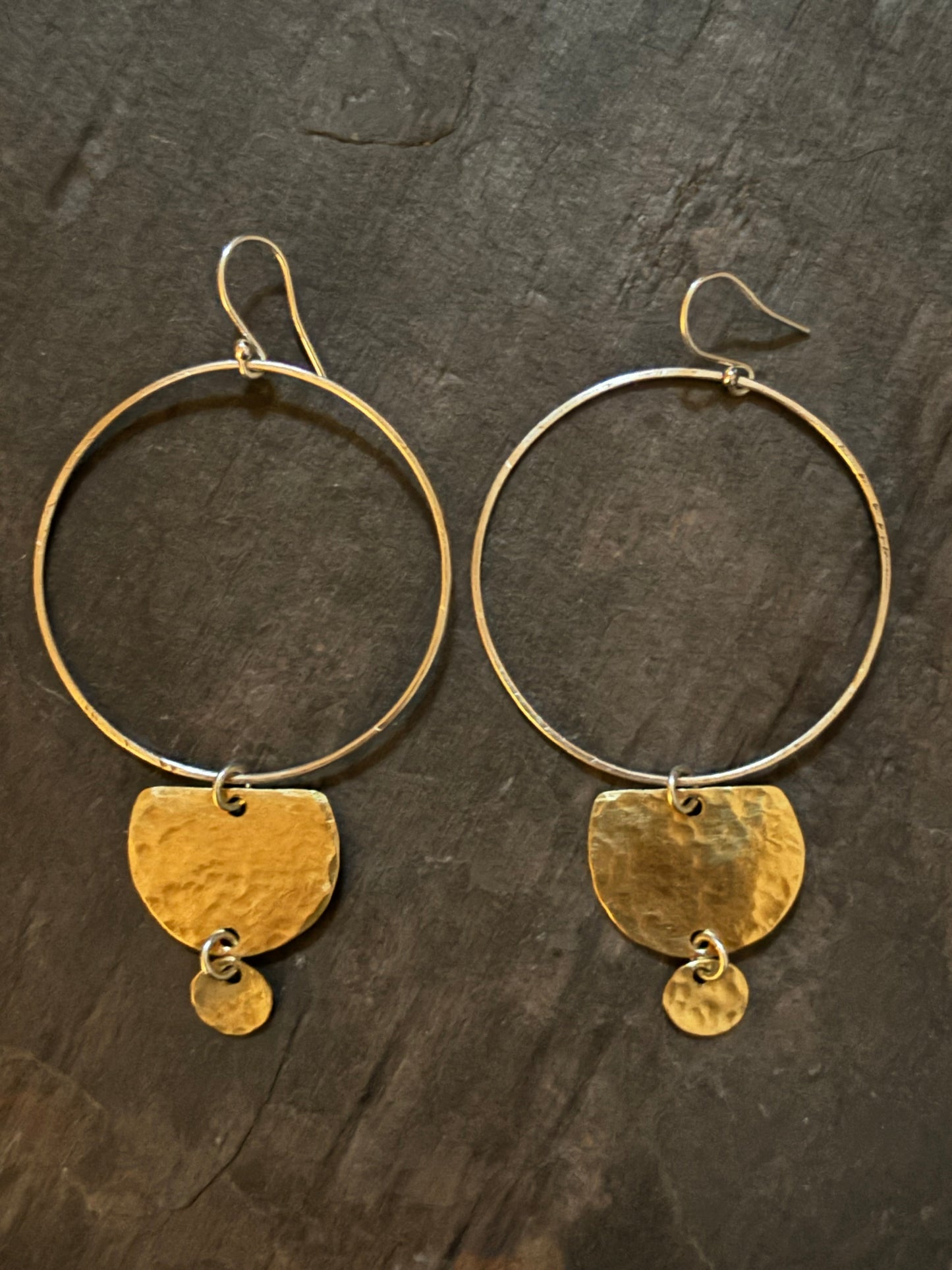 Silver and Brass Large Tribal Earrings