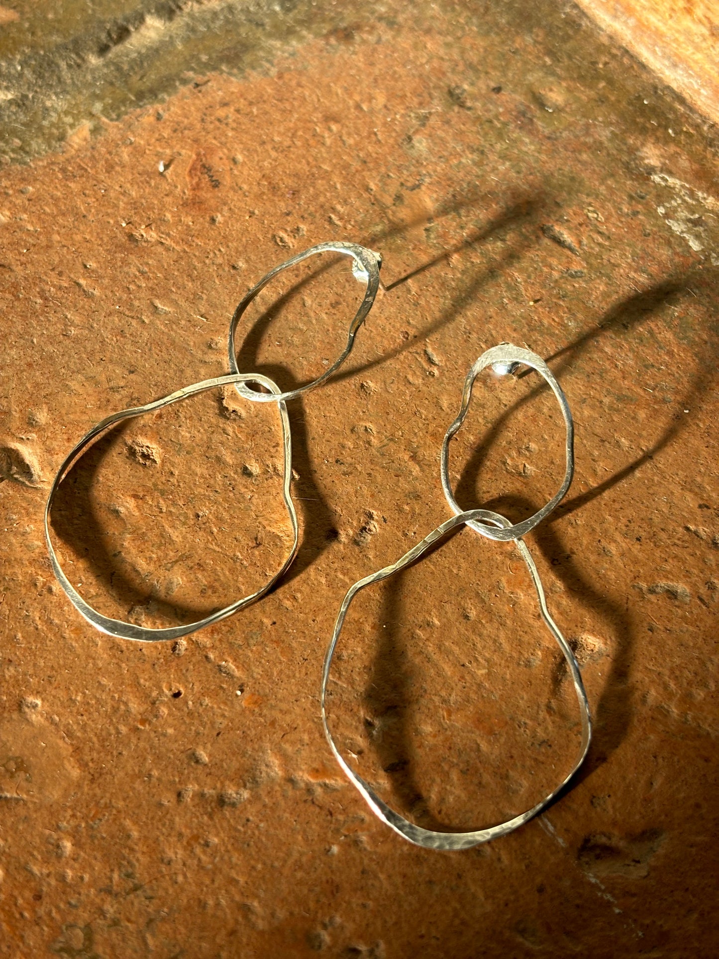 Sterling Silver Irregular Drop Stud Earrings