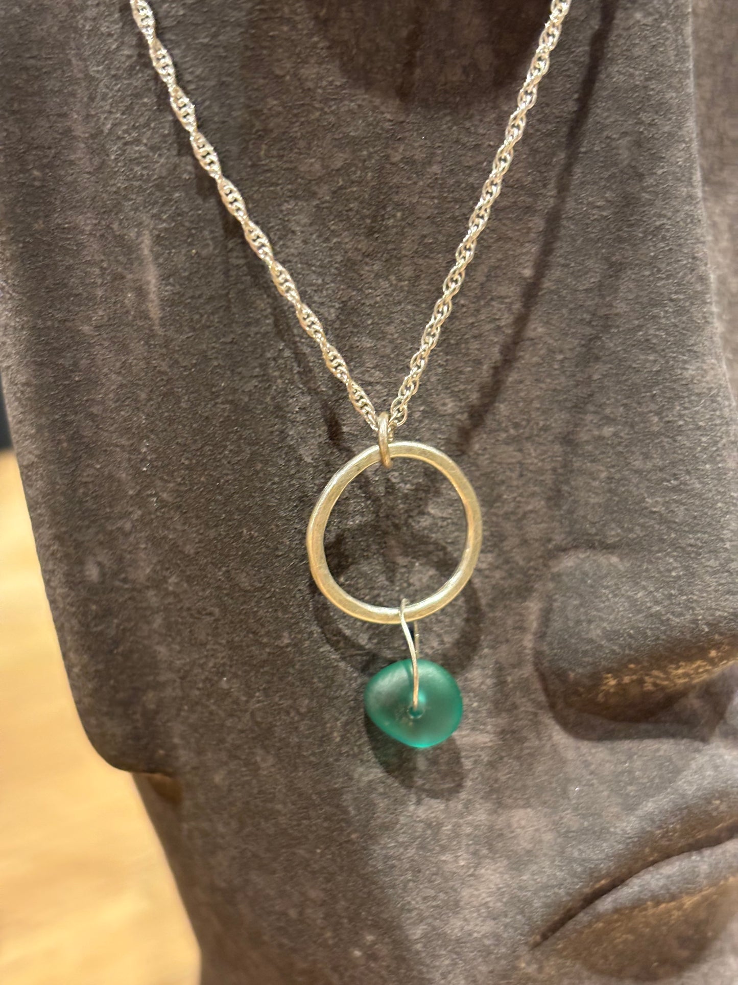 Sterling Silver Seaglass Hoop Pendant