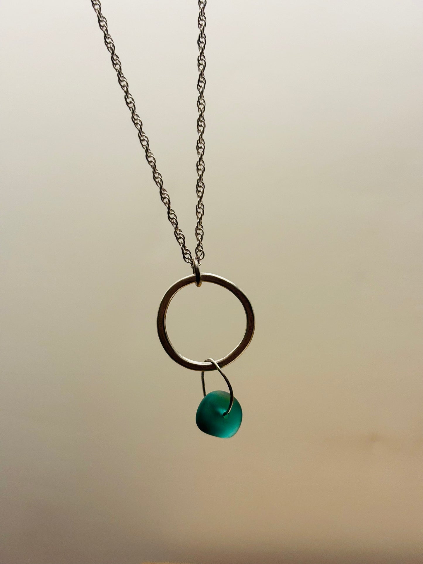 Sterling Silver Seaglass Hoop Pendant