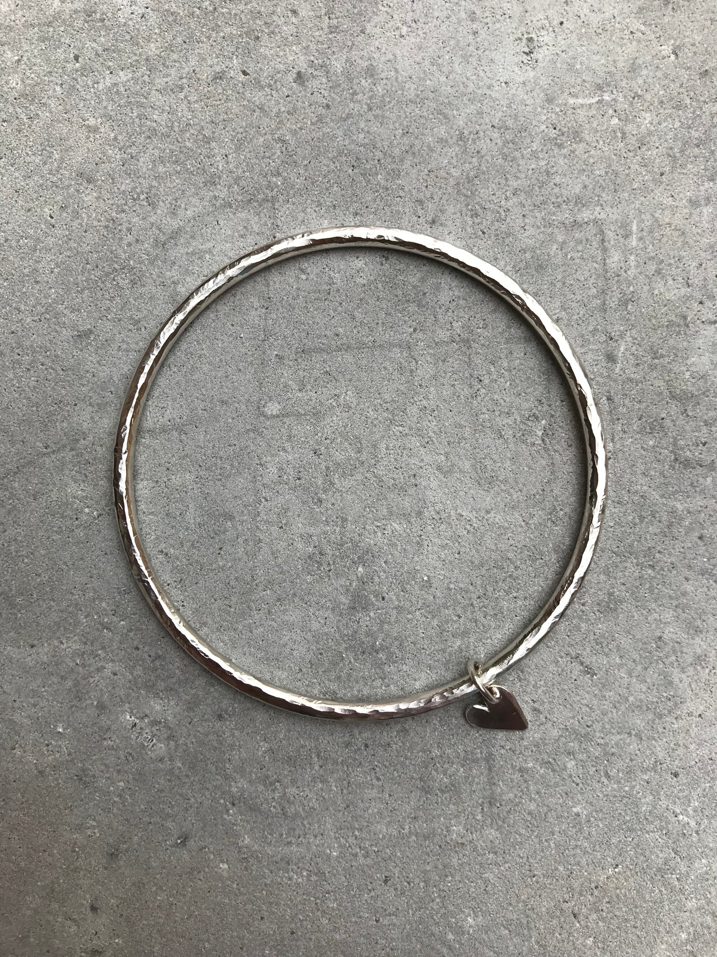 Sterling Silver Bangle with Heart Charm