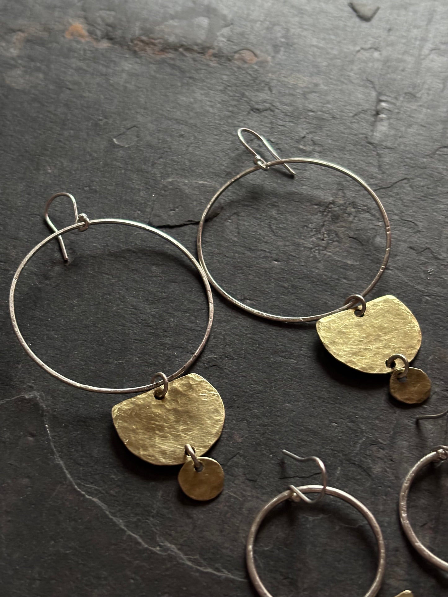Silver and Brass Large Tribal Earrings