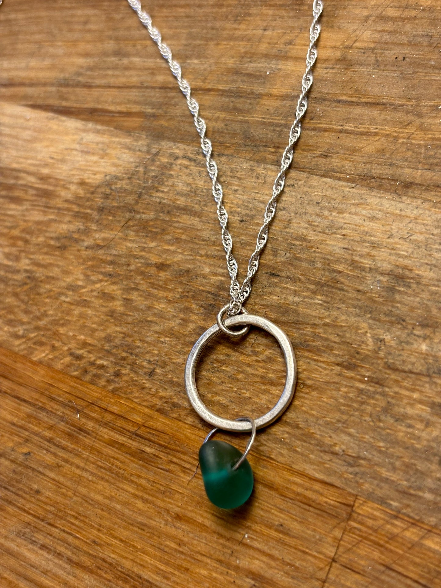 Sterling Silver Seaglass Hoop Pendant