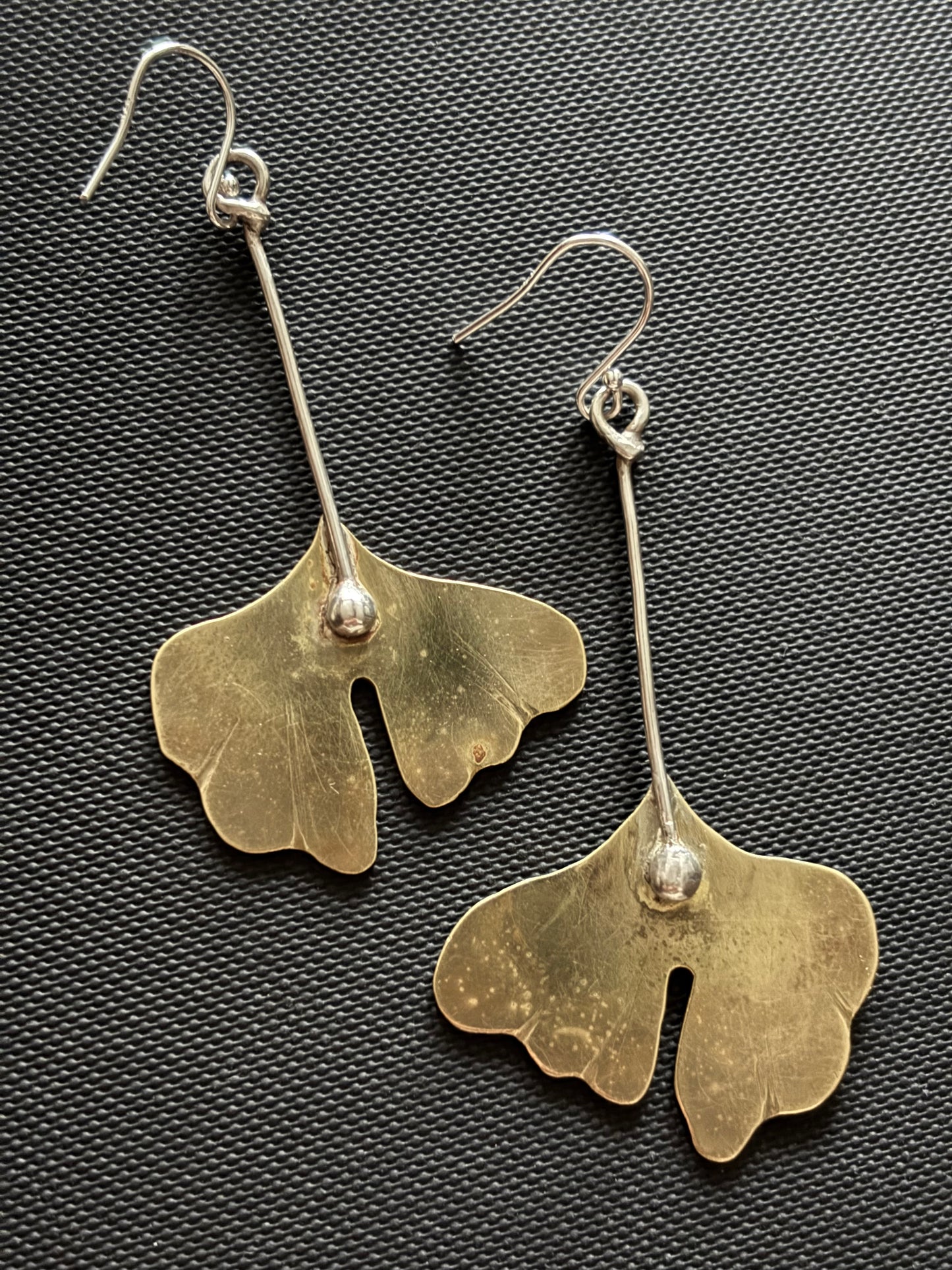Ginkgo Brass & Silver Earrings