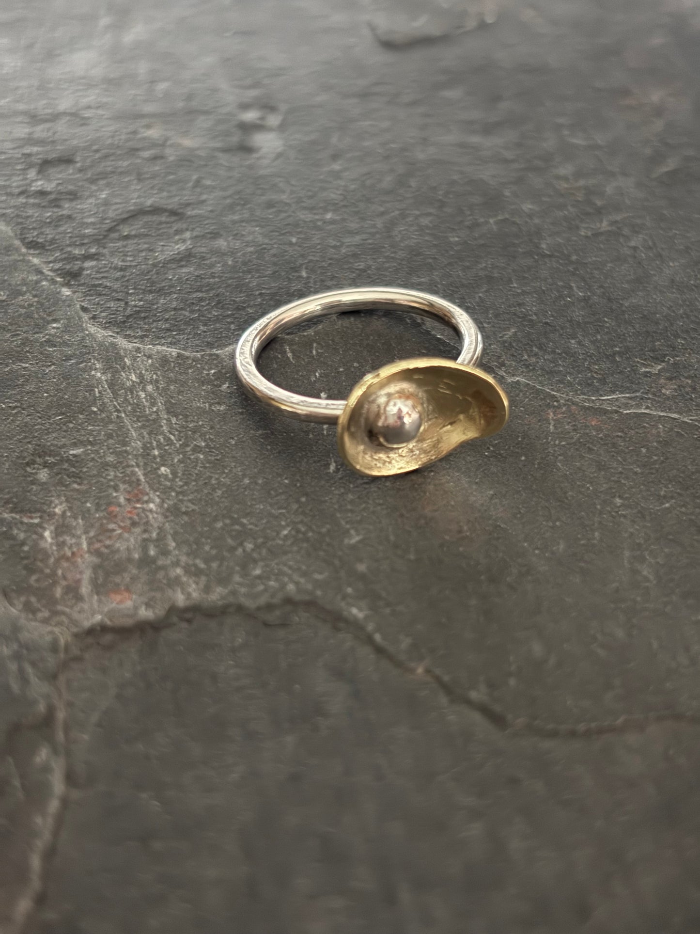 Peace Lilly Brass and Silver Ring