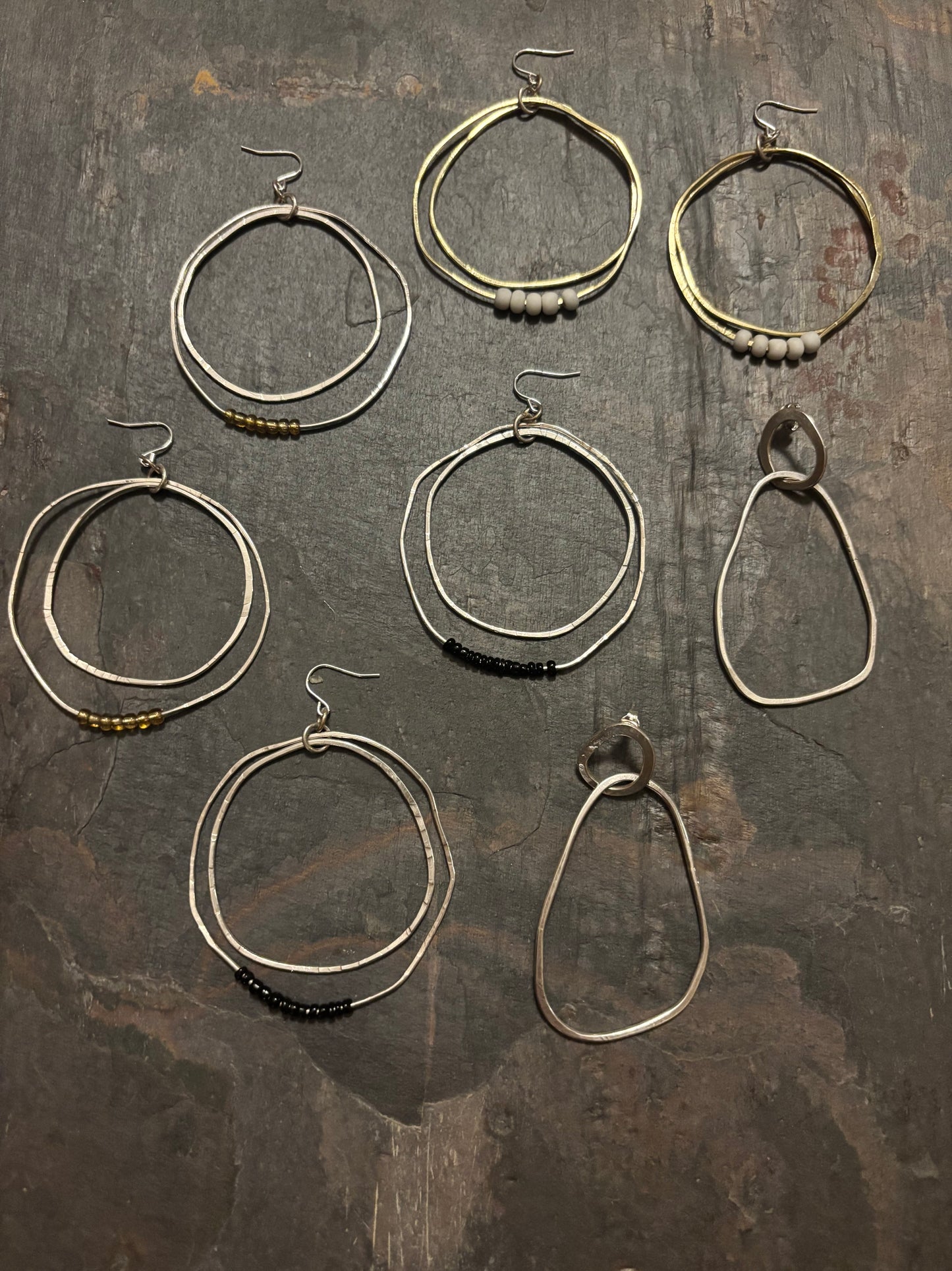 Sterling Silver Irregular Dangle Stud Earrings
