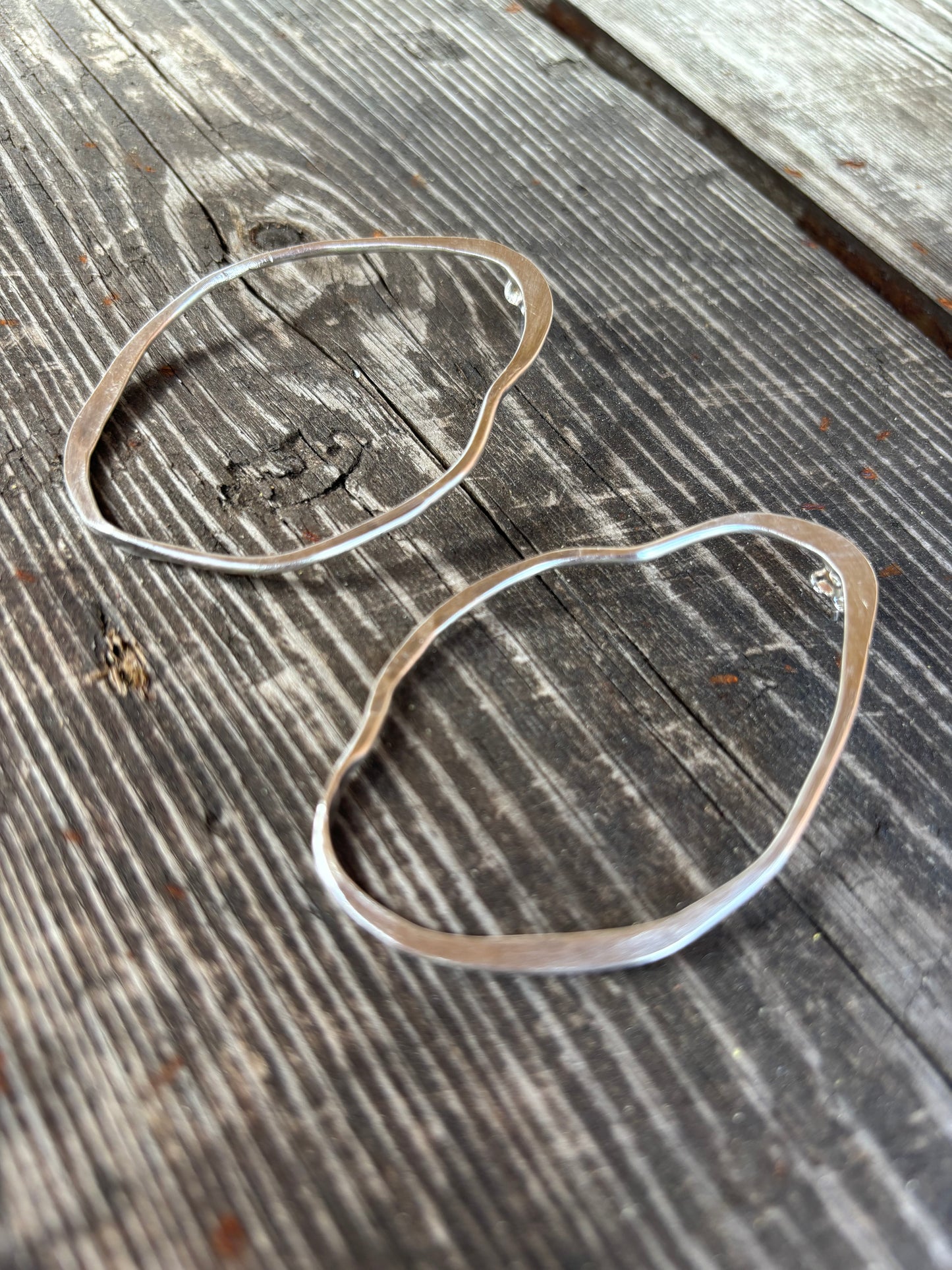 Sterling Silver Irregular Oval Hoop Studs