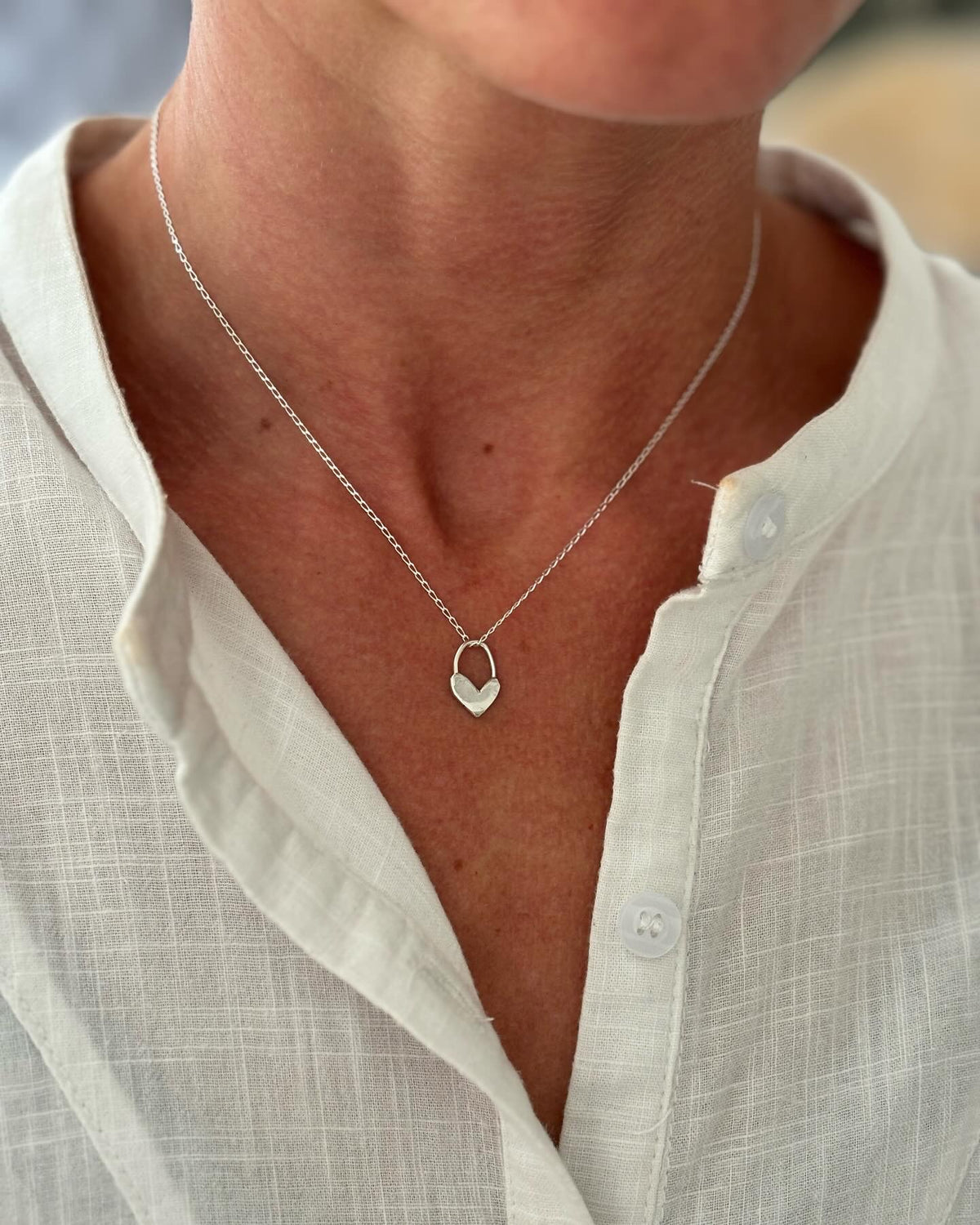 Silver Heart Charm Necklace. Optional added initial charm