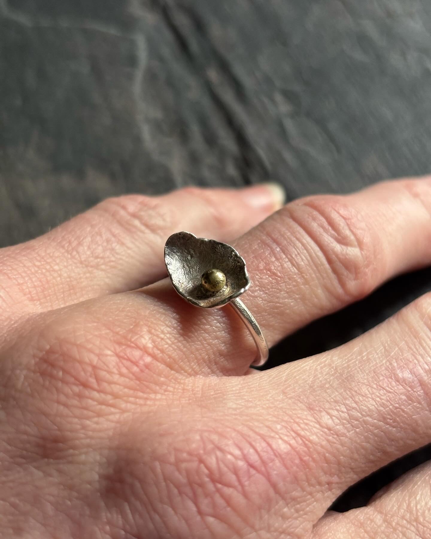 Peace Lilly Sterling Silver & Brass Ring
