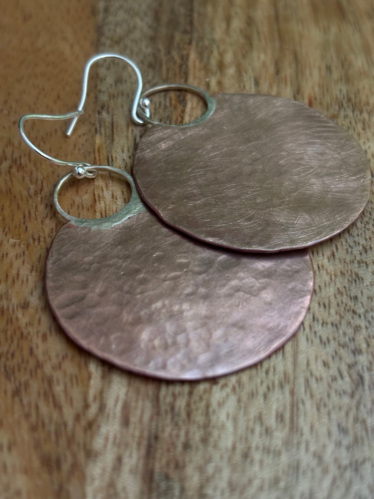 Brass or Copper Moon Earrings