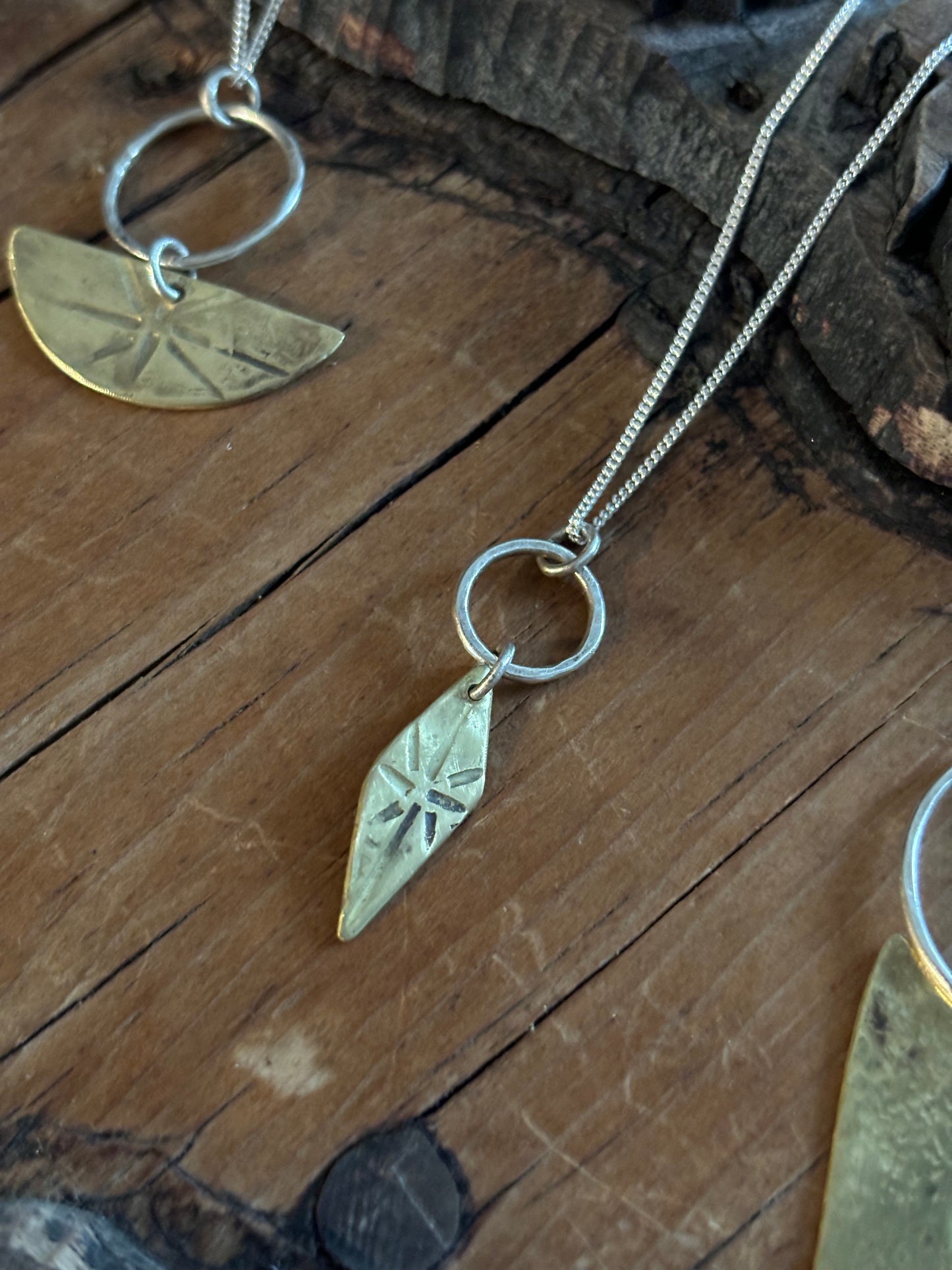 Brass & Sterling Silver Tribal Diamond Pendant