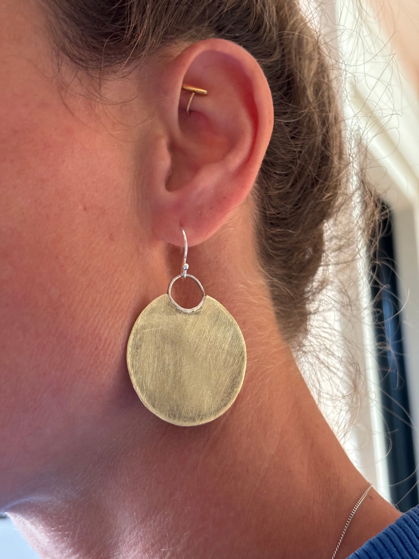 Brass or Copper Moon Earrings