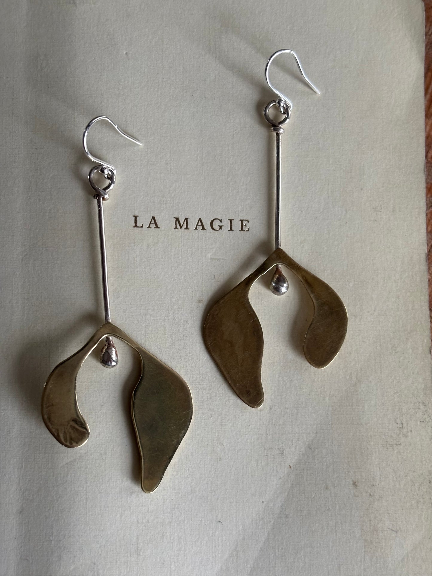 Mistletoe Brass & Sterling Silver Earrings