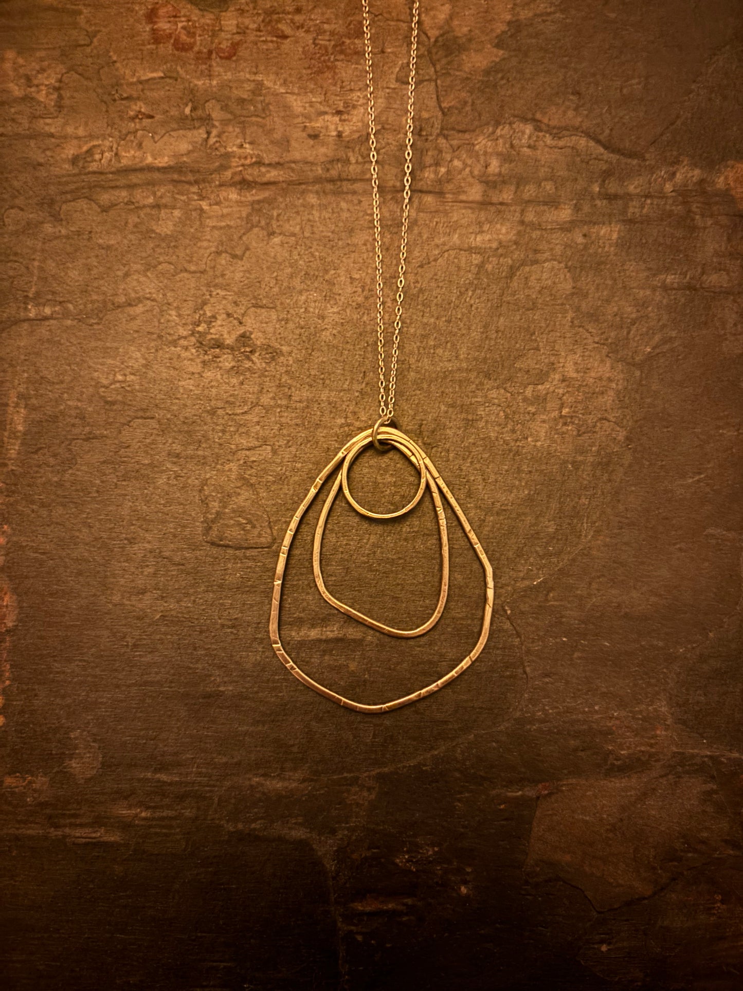 Brass Triple Irregular Oval Pendant