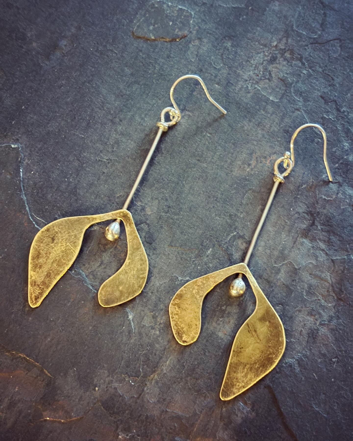 Mistletoe Brass & Sterling Silver Earrings