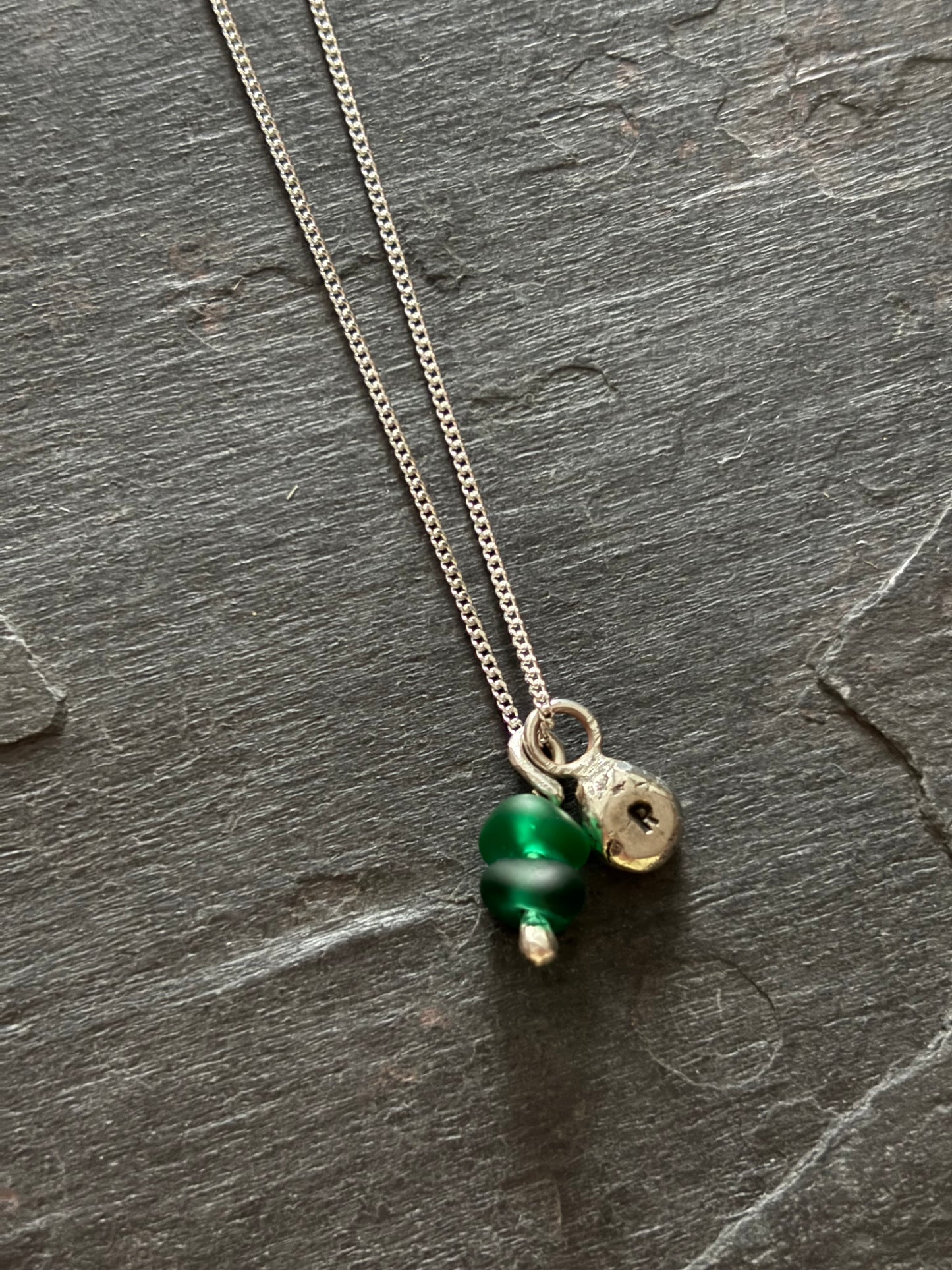 Small Double Seaglass Charm Pendant Necklace