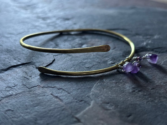 Brass with Amethyst charm Bangle