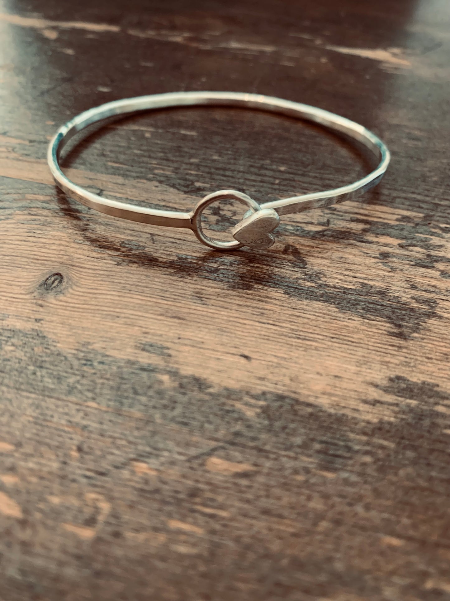 Sterling Silver Heart Clasp Bangle