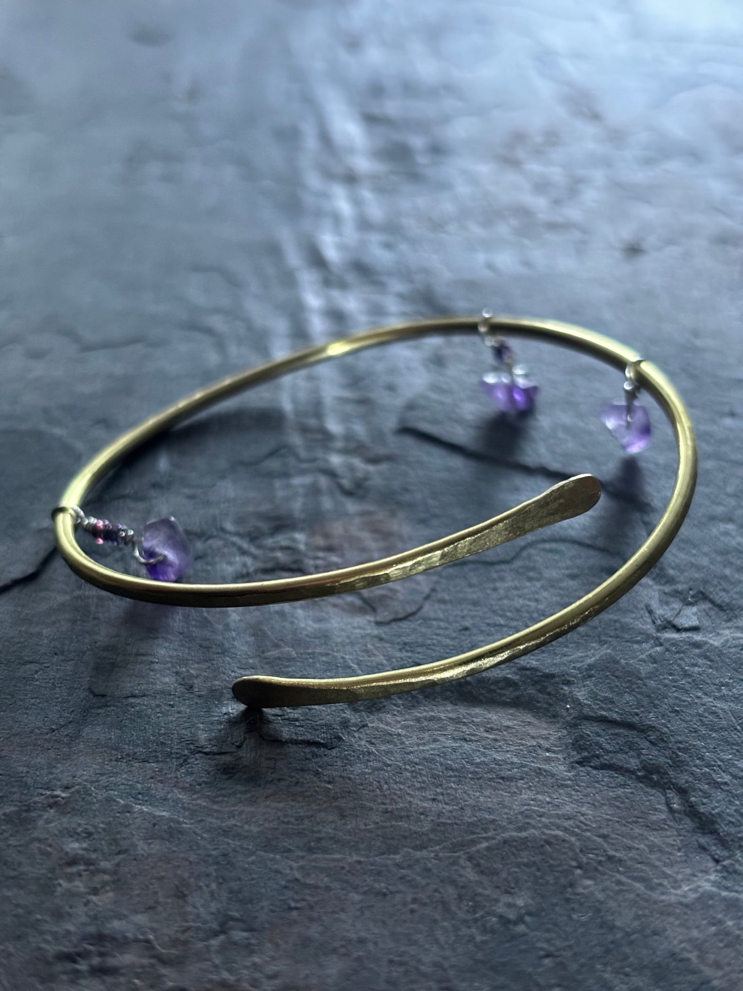 Brass with Amethyst charm Bangle