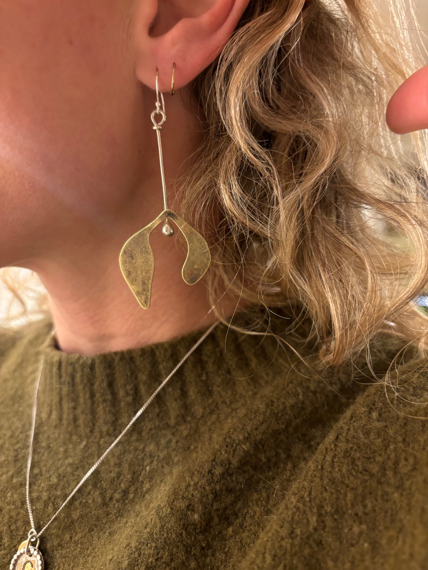 Mistletoe Brass & Sterling Silver Earrings