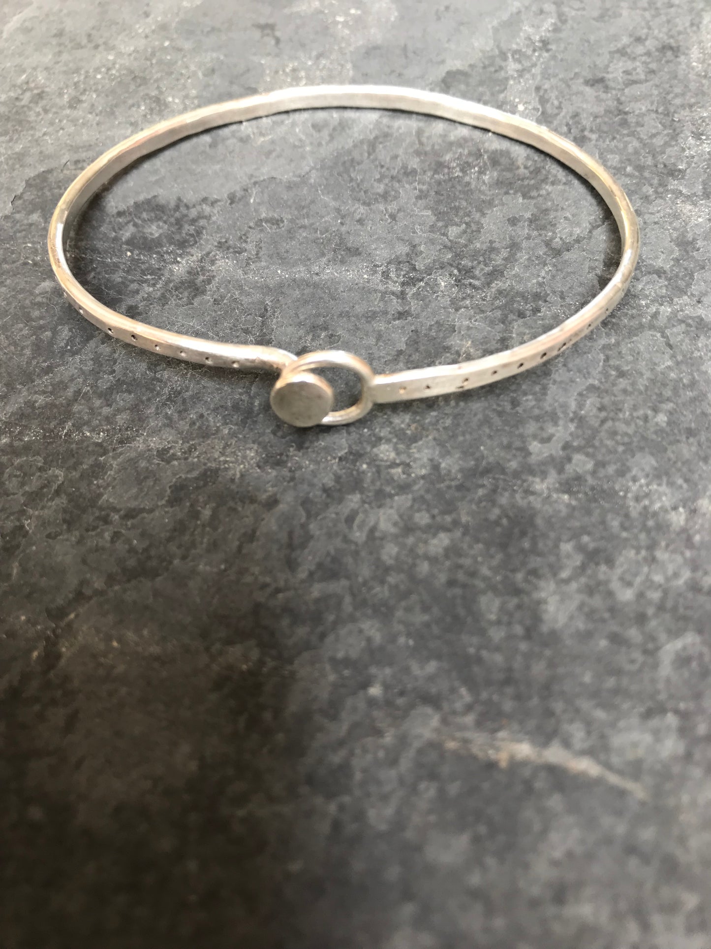 Sterling Silver Dot indentation Clasp Bangle