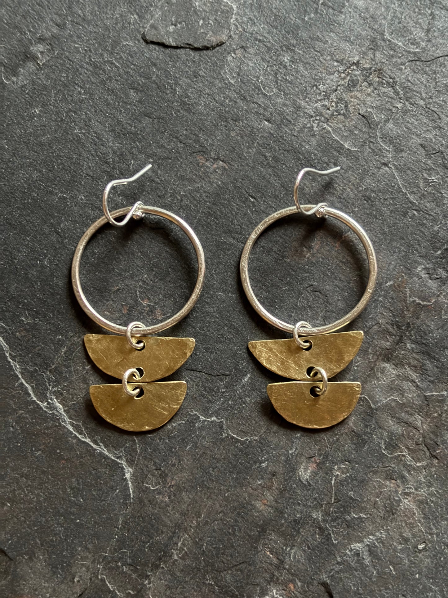 Brass and Silver Tribal Earrings